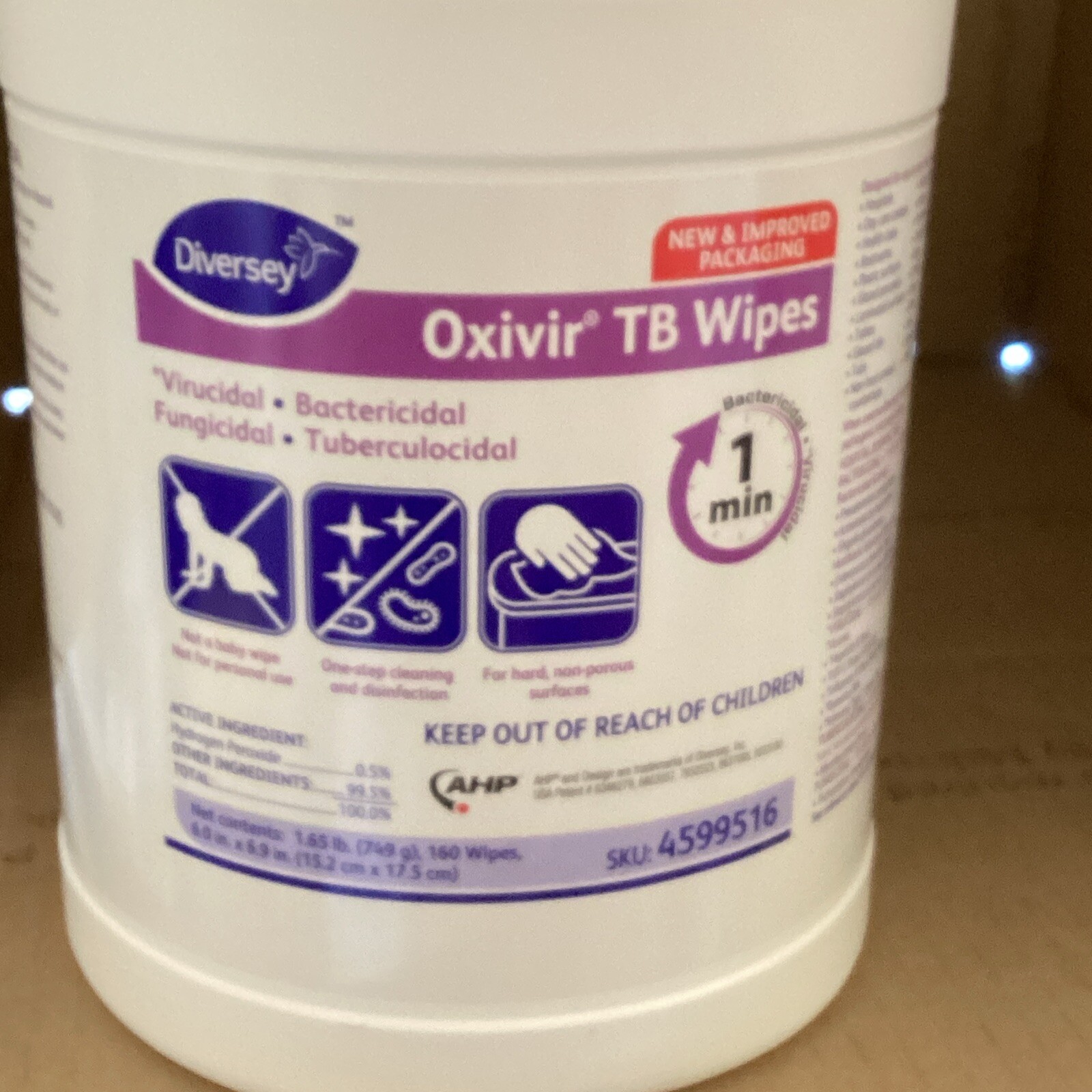 LOT of (4) Diversey Oxivir TB Disinfectant Wipes Containers, White, 160 ea – NEW