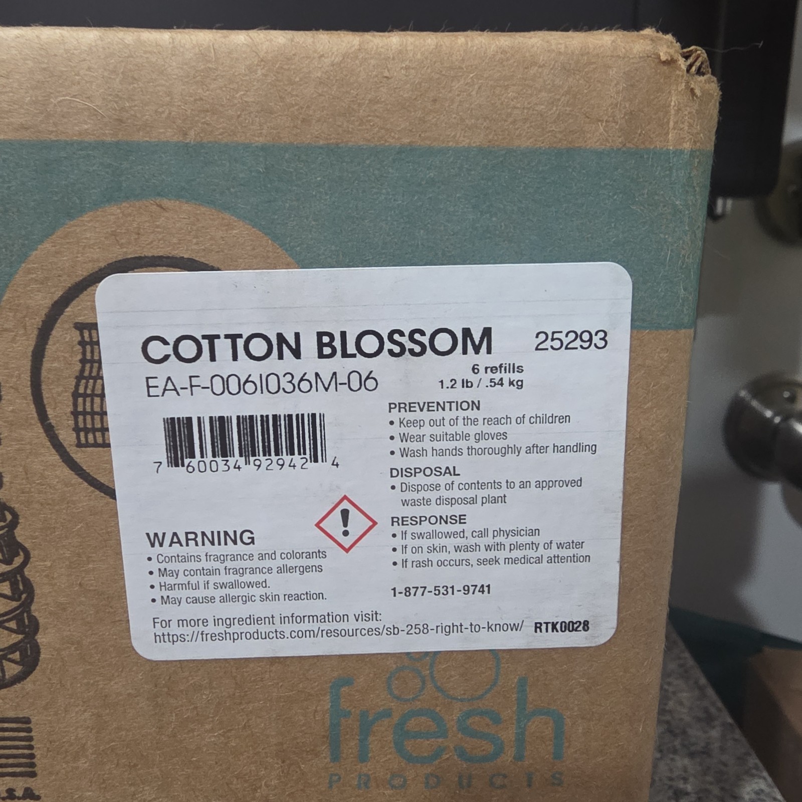 Fresh Products EA36CB 2.89 oz. Air Freshener Refill – Cotton Blossom (6/Box) New