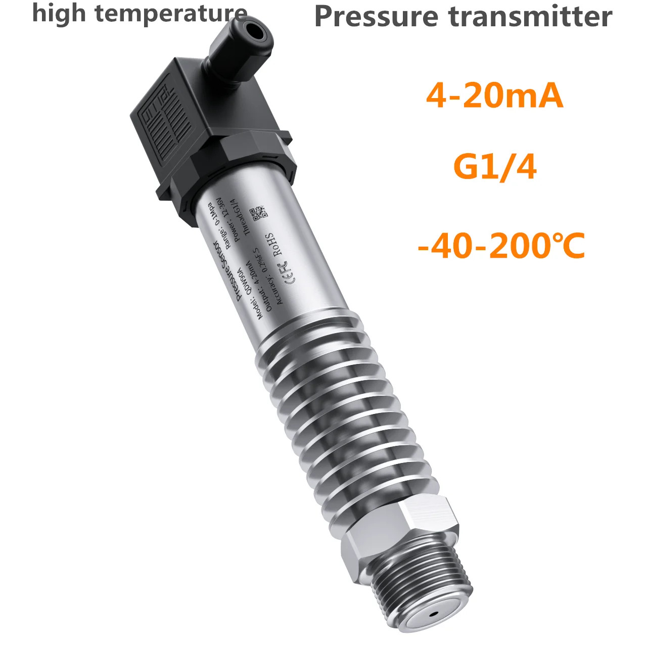 G1/4″ High Temperature Pressure Transmitter 4-20mA 0-10V 20kpa/1.6Mpa Sensor
