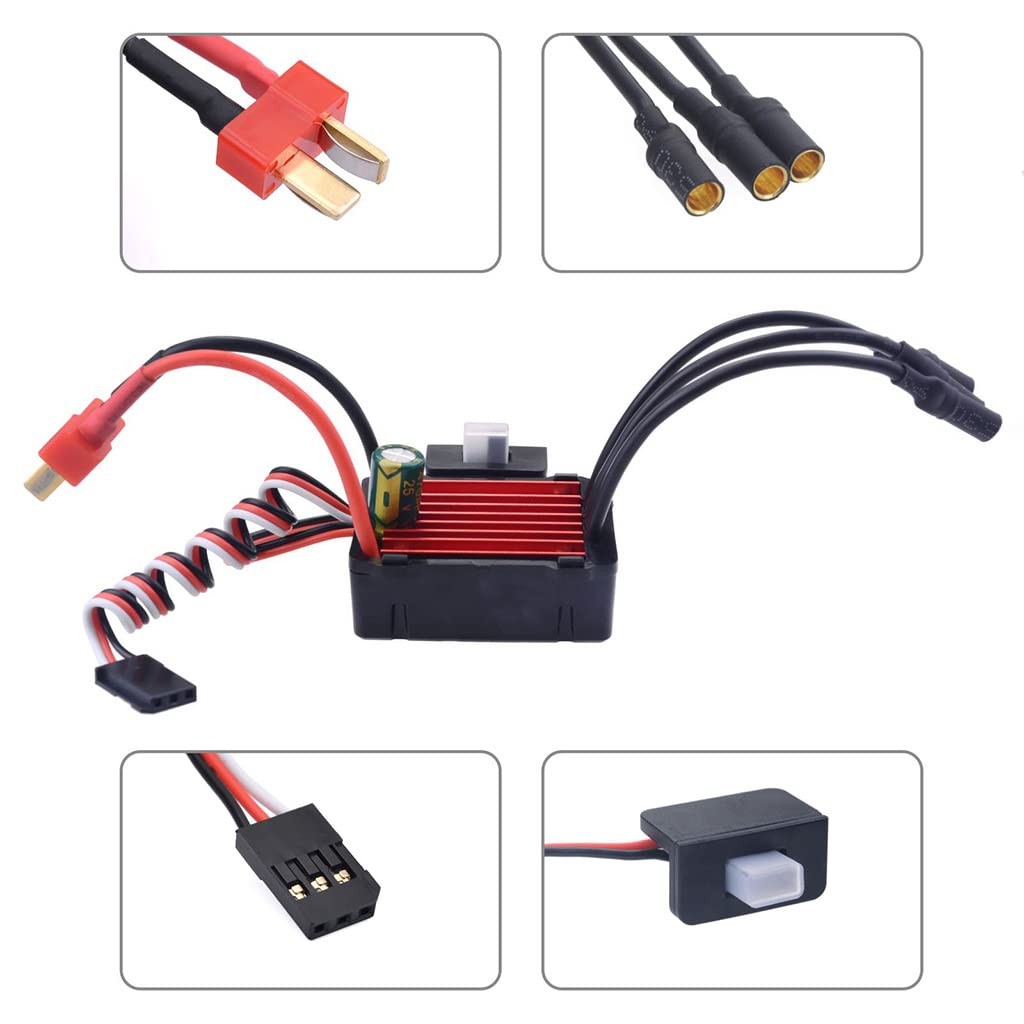 Replacement 2430 6300KV Brushless Motor Shaft 2.0mm 25A ESC For 1/16 1/18 Car