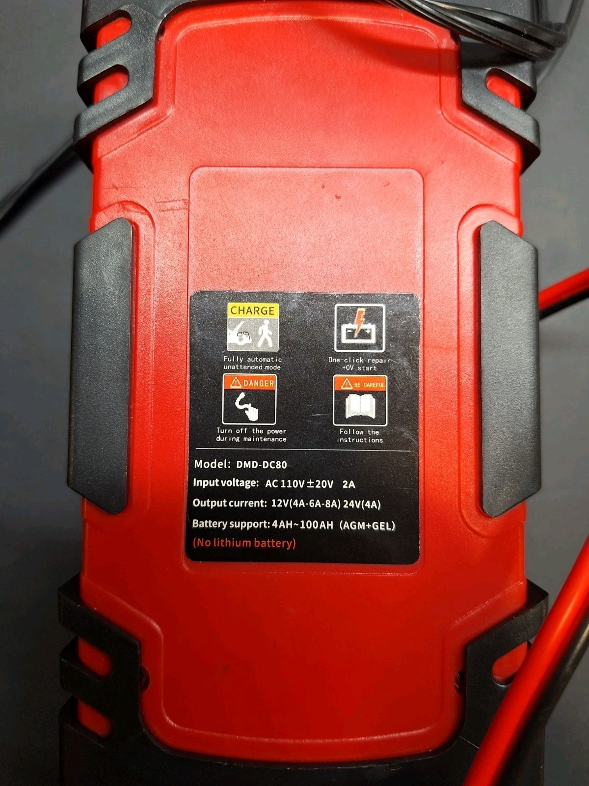 Qolixm 12V Smart Car Battery Charger 4A-8A 24V(4A) 4AH-100AH (AGM+GEL) AC 110V