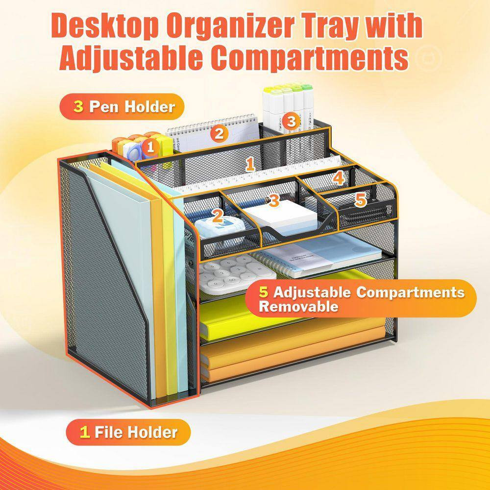 10.9 in X 15.5 in 4 Tier Paper Letter Tray with File Holder, Desk Organizer Tray