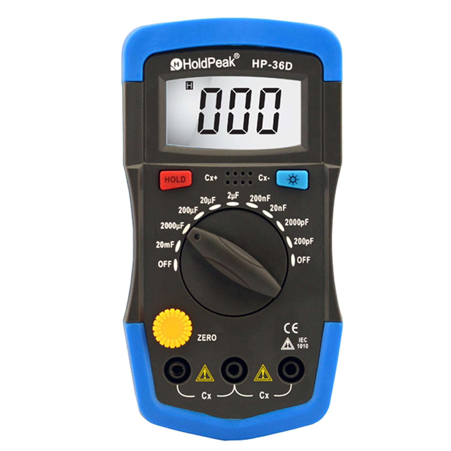 HoldPeak Capacitance Meter Mini Capacitor Tester Handheld 200pF-20mF Data Hold