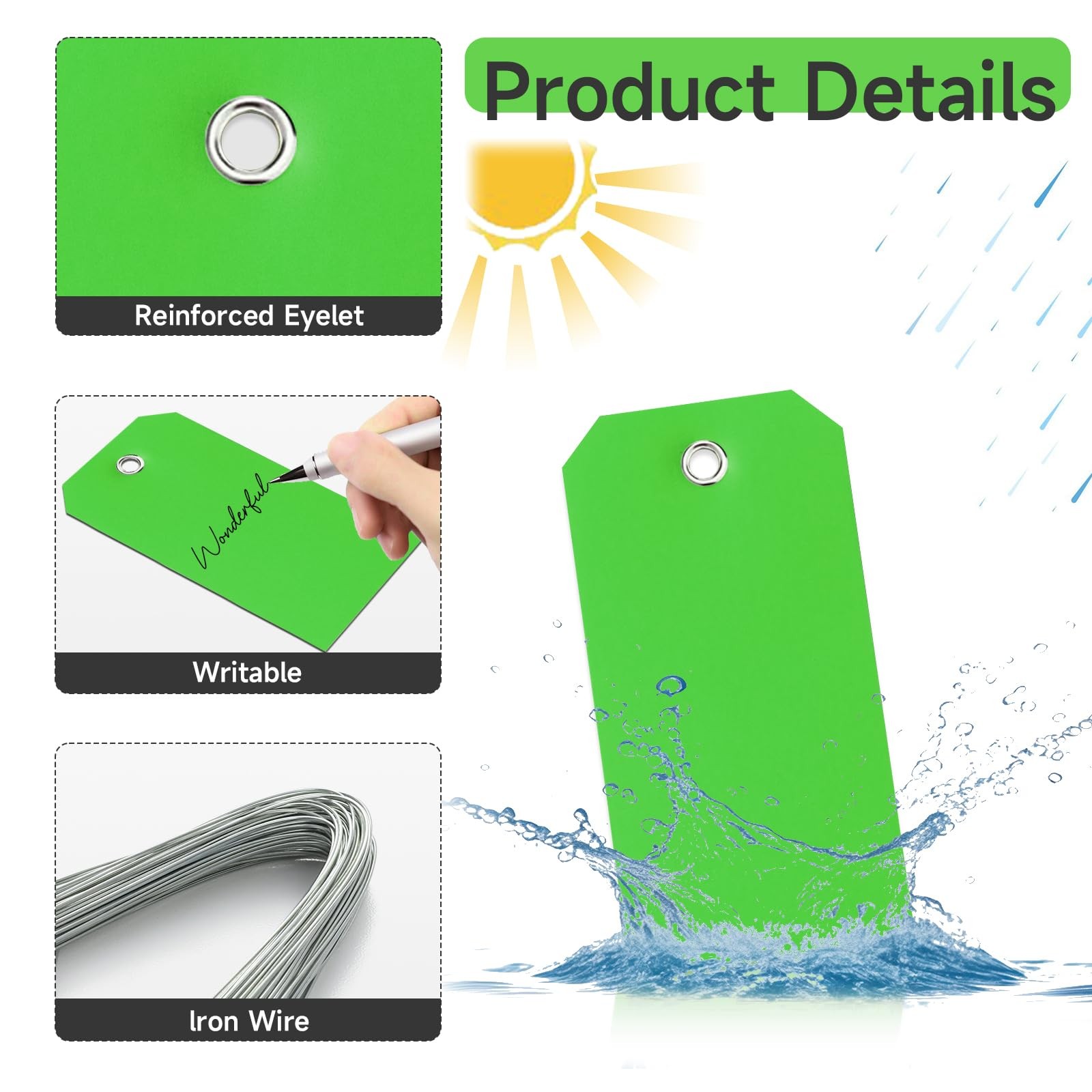 XUWAIDSGN 200 Pieces 4 3/4″ x 2 3/8″ Green Plastic 4.75*2.375 inches,