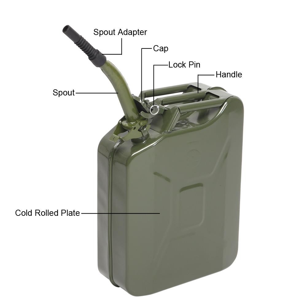 High Quality Fuel Can 5 Gal 20L Green Steel Gasoline Gas Fuel Tank Emergency