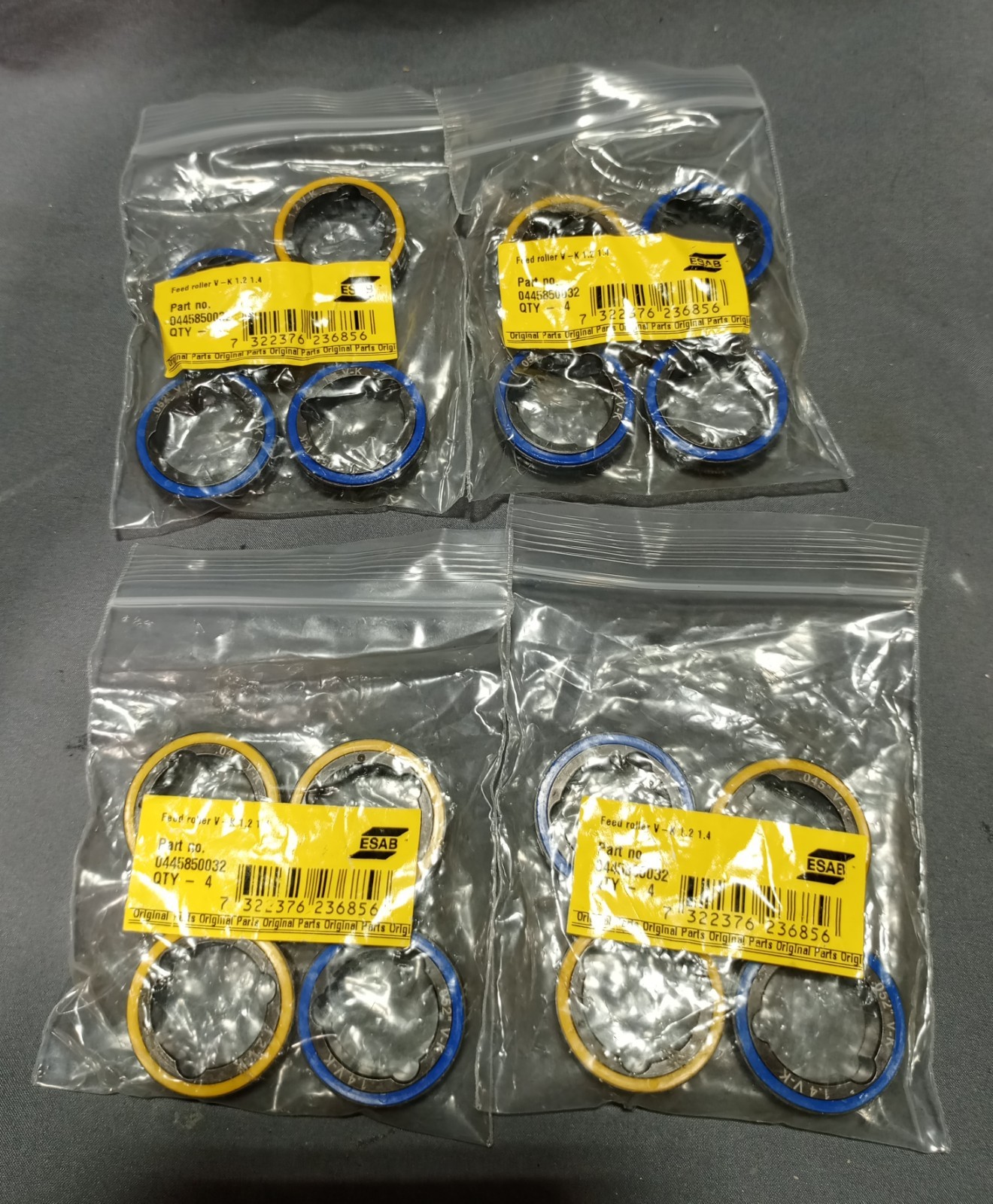 Lot Of 16 Esab 0445850032 Feed Roller V-K 1.2 1.4