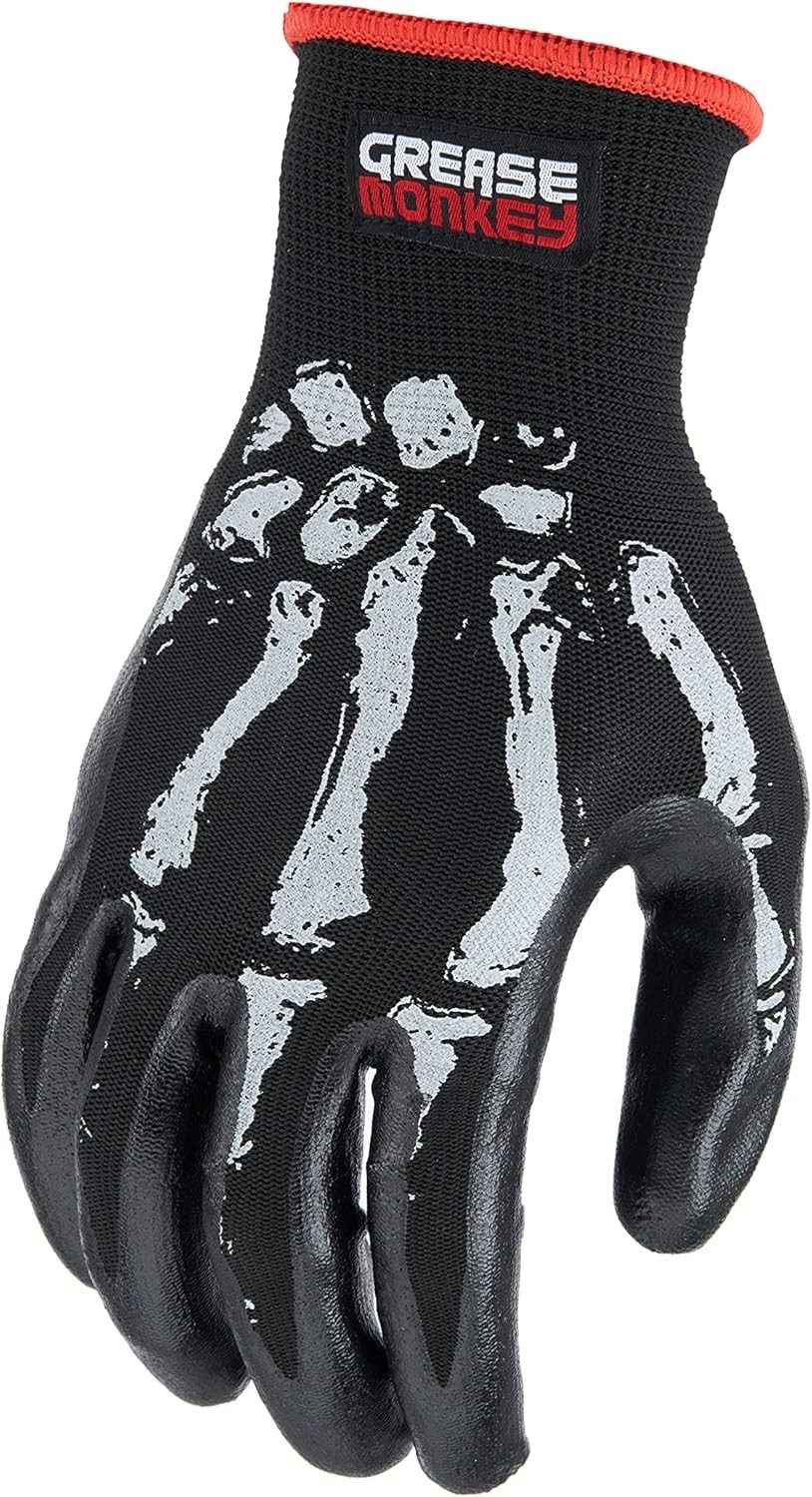 Grease Monkey Bone Series Foam Nitrile Mechanic Gloves with Grip