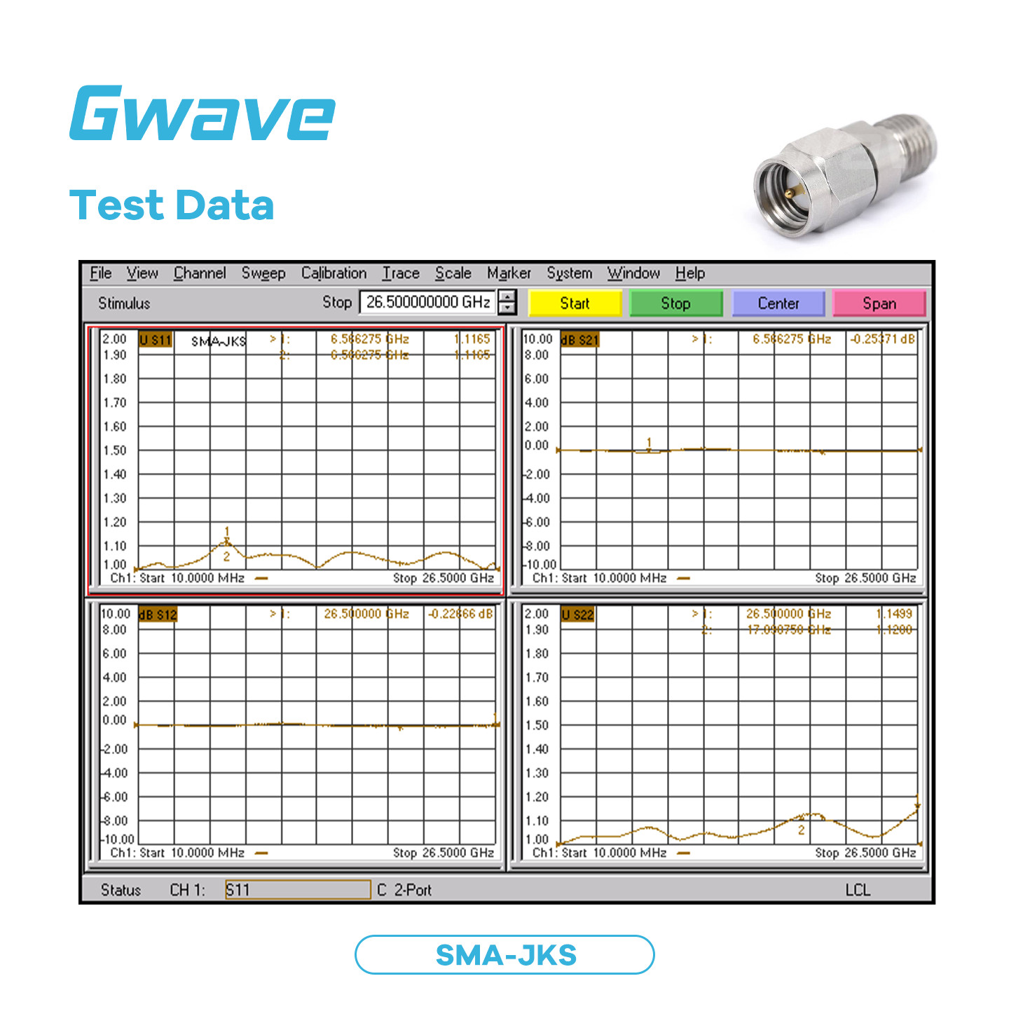 SMA Male to SMA Female Adapter, DC – 26.5GHz
