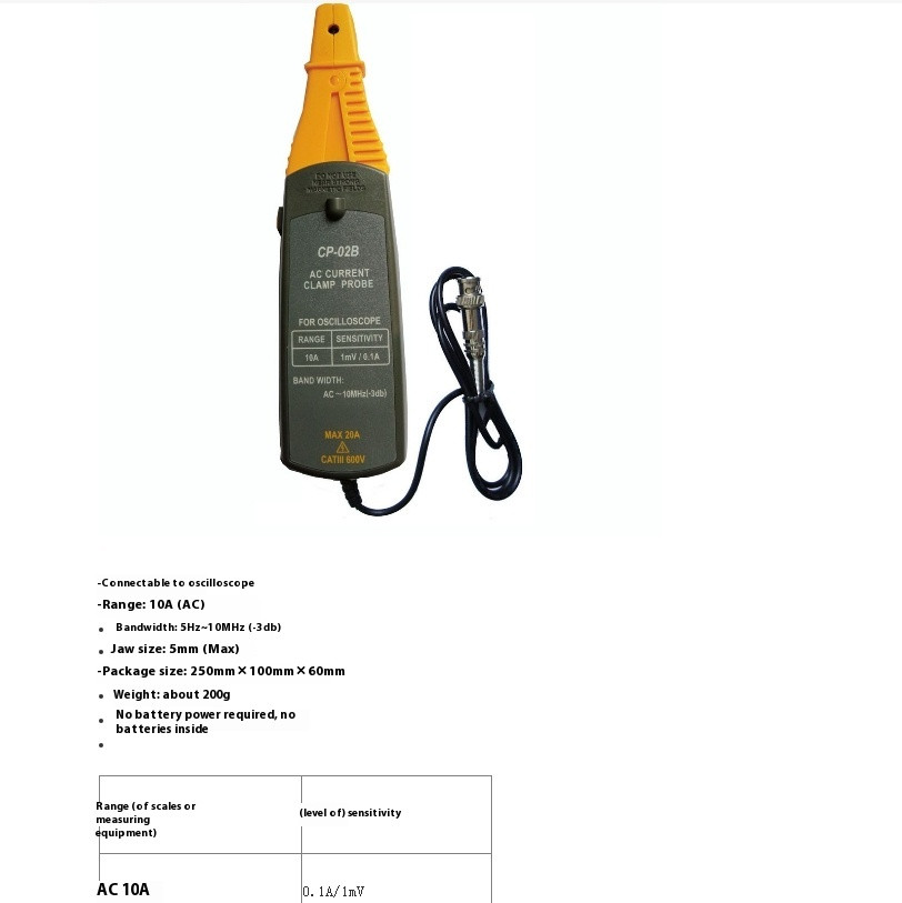 CP-02B Current Probe Can Connect To Oscilloscope Low Battery Indication