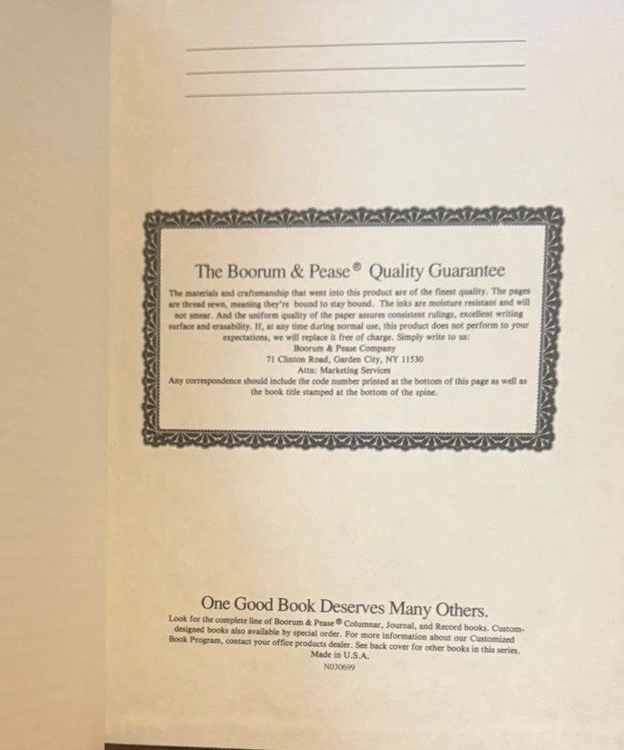 Vintage Boorum & Pease Laboratory Notebook Unused Hardcover Record Book