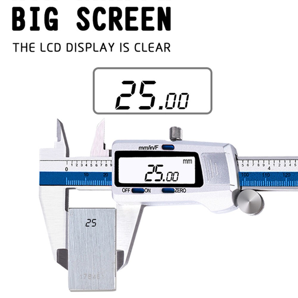 Digital Display Vernier Caliper 150mm Fraction/MM/Inch Caliper Stainless Steel