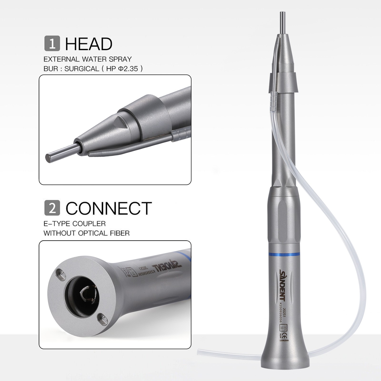 Dental Surgical Straight Cone Handpiece 1:1 Micro Surgery external Water Spray