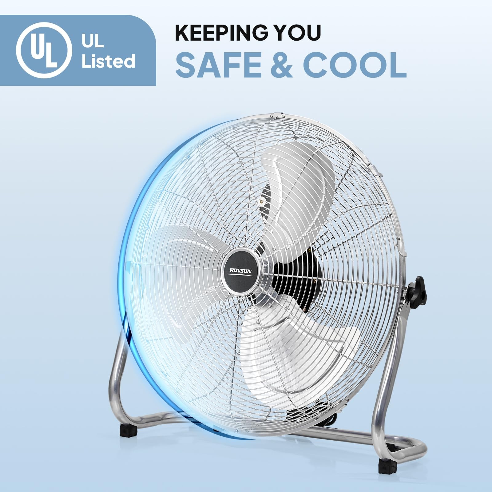 20 Inch High Velocity Metal Industrial Floor Fan, 3-Speeds Powerful Cooling