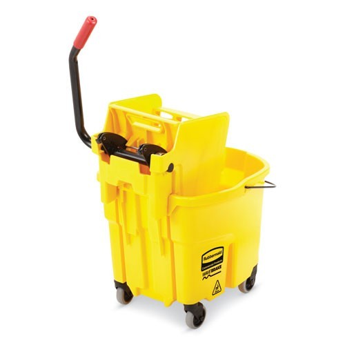 Rubbermaid WaveBrake 2.0 Bucket/Wringer Combo, Side-Press, 35qt, Yellow