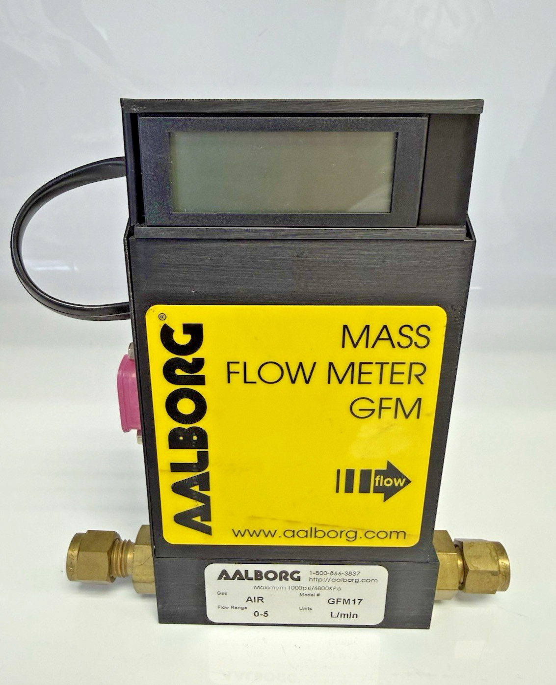 Aalborg GFM17 GFMS-010009 Mass Flow Meter Air 0-5 L/min 1000 PSI 30VDC LCD