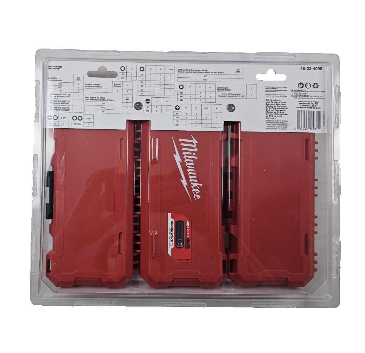 Milwaukee 75 Pc Impact Drill Drive & Fasten Bit Set Shockwave 48-32-4098 NEW