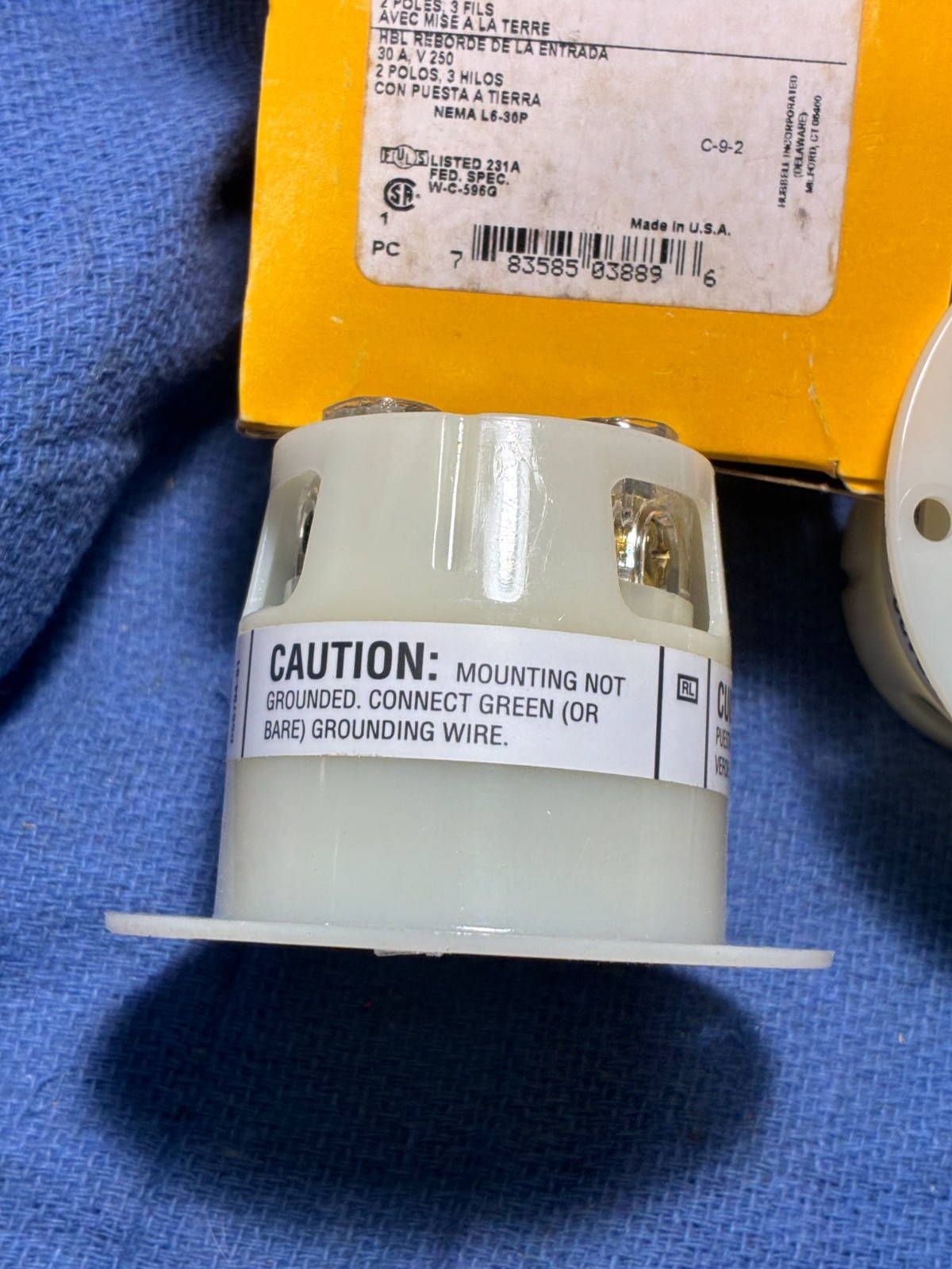 JUST 1 HUBBELL HBL2625 Flanged Locking PLUG Inlets 30A 250V 2 Pole 3 Wire