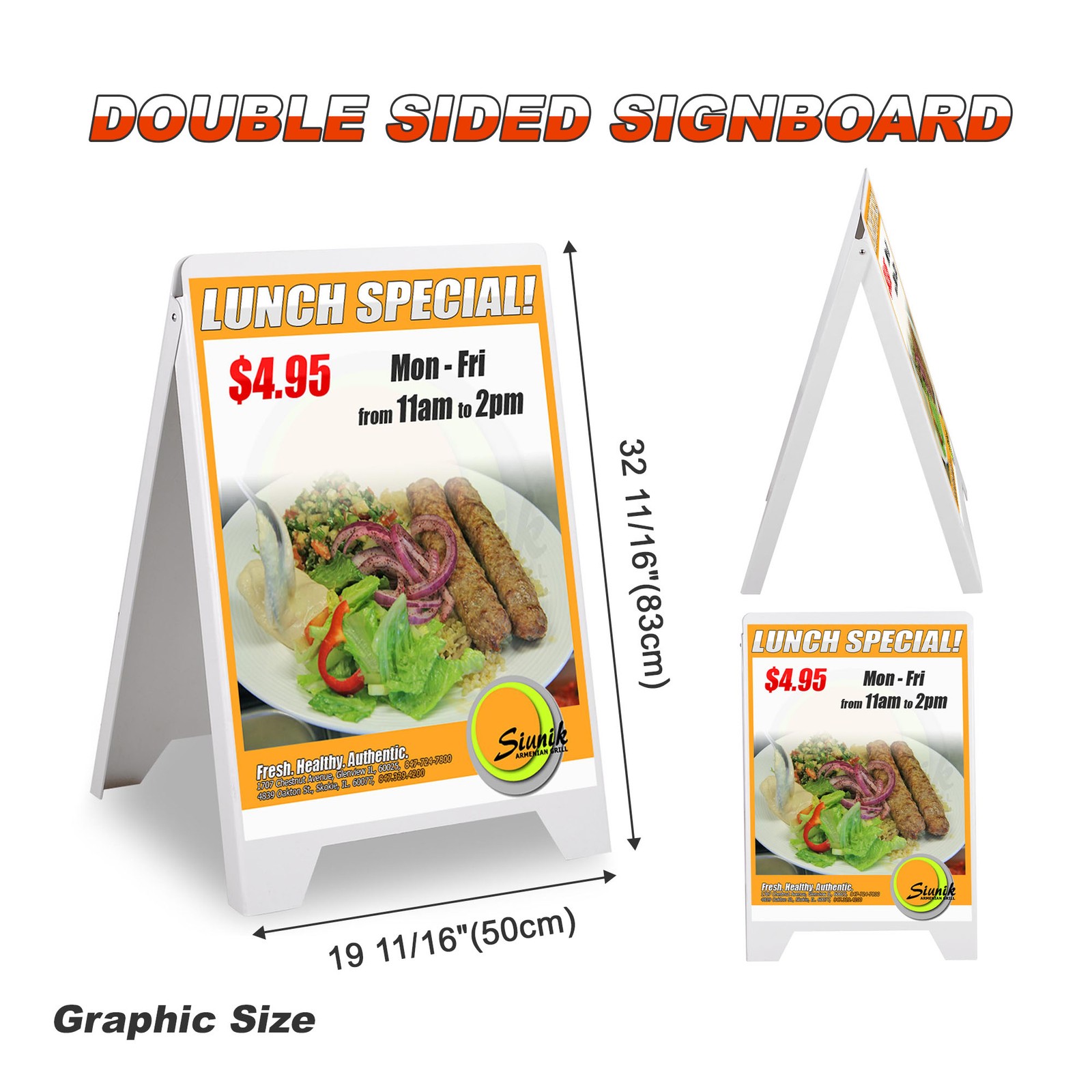 InstaHibit Double Sided Signboard Folding Display Sandwich Board Sidewalk Sign