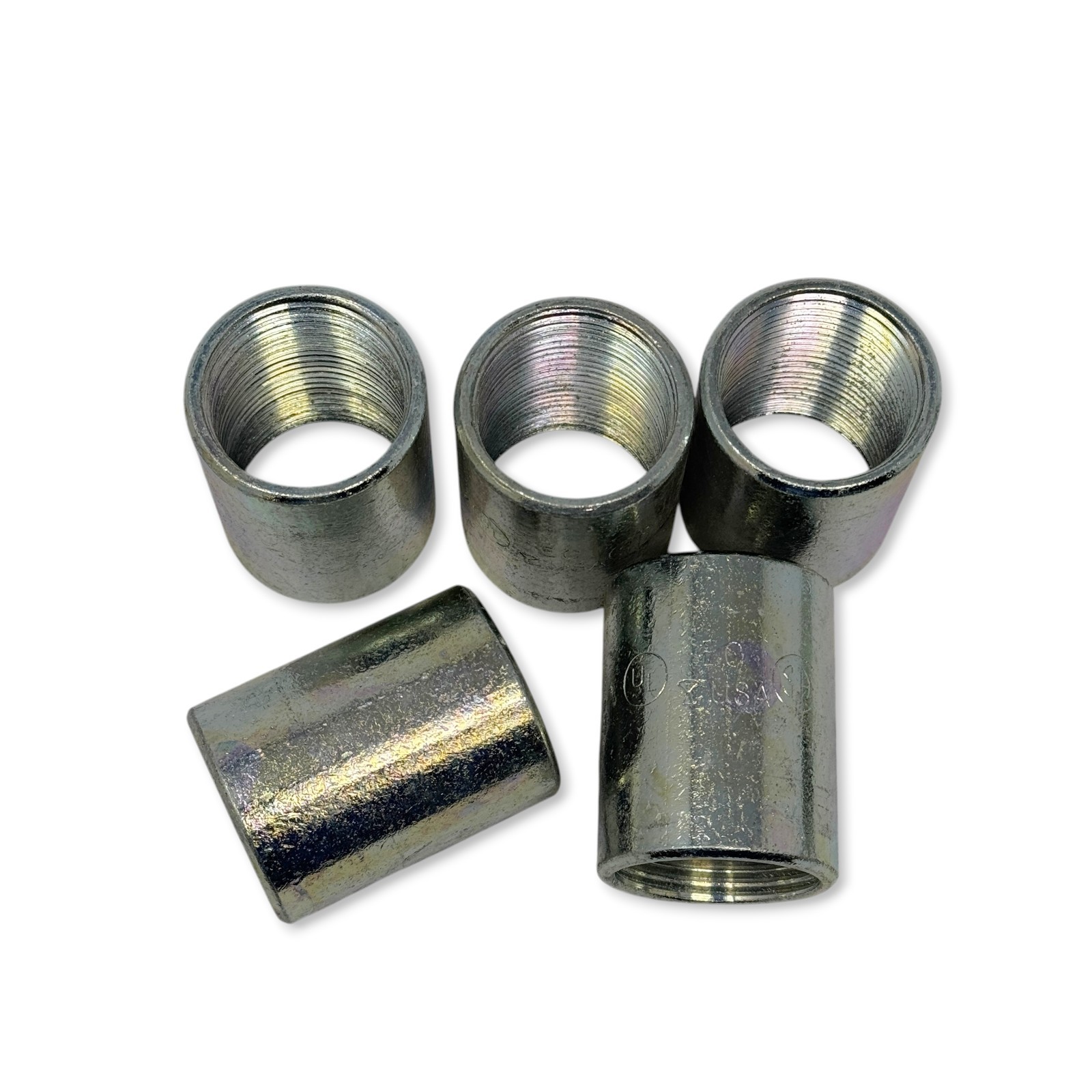 LOT of 5 EC USA 1″ Rigid Conduit Couplings, Galvanized Steel, UL/CSA Listed