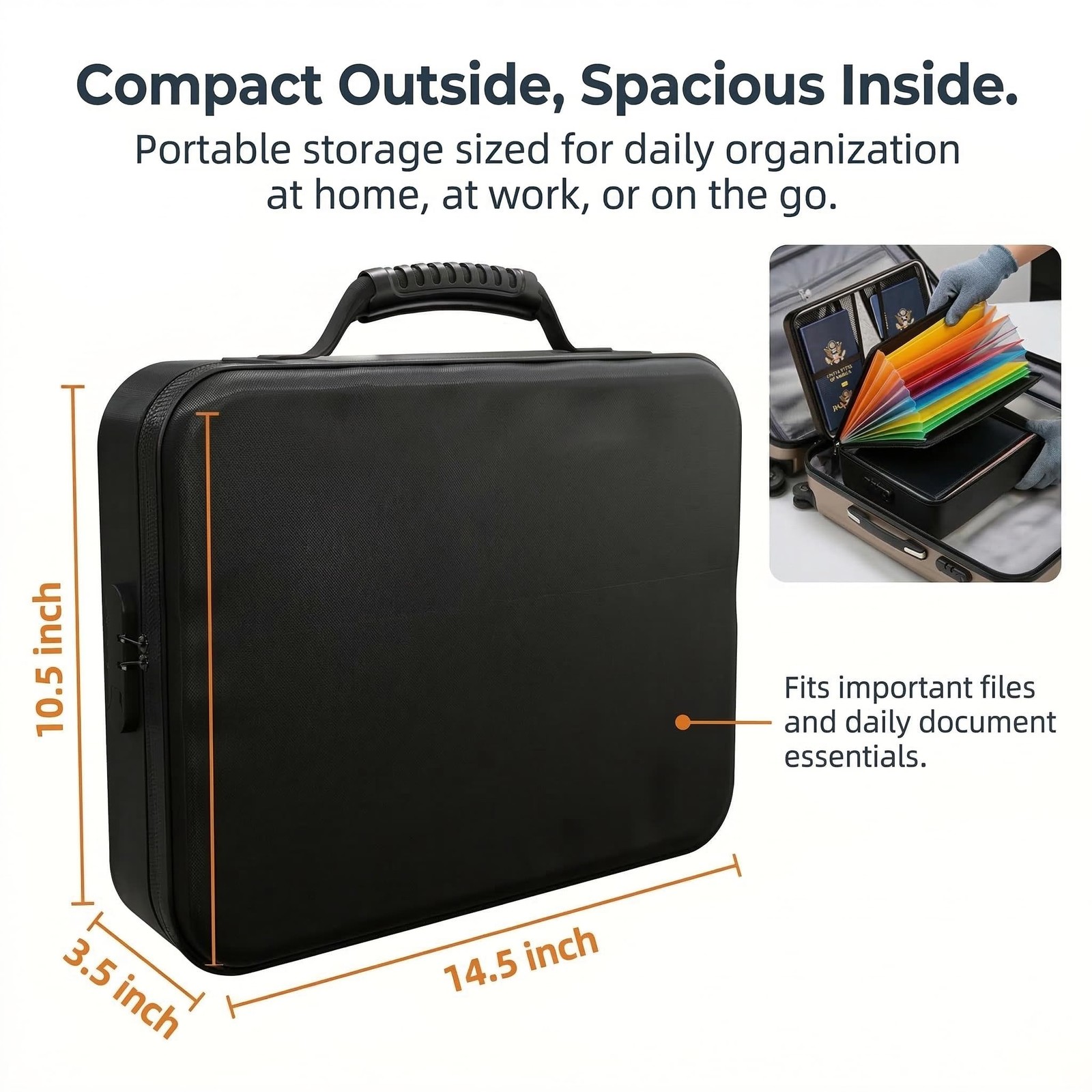 Fireproof Document Box with Lock Water Resistant File Organizer Case