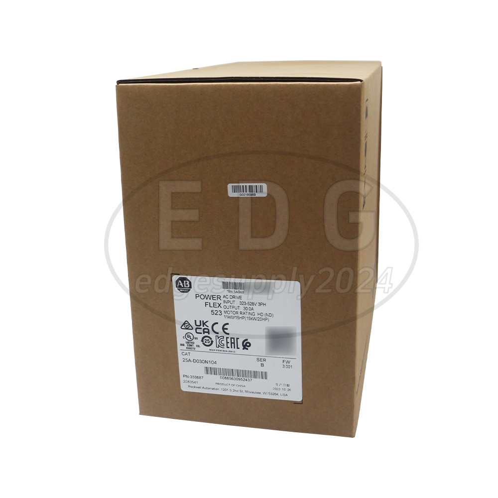 Sealed New Allen Bradley 25A-D030N104 PowerFlex 523 15kW (20Hp) AC Drive