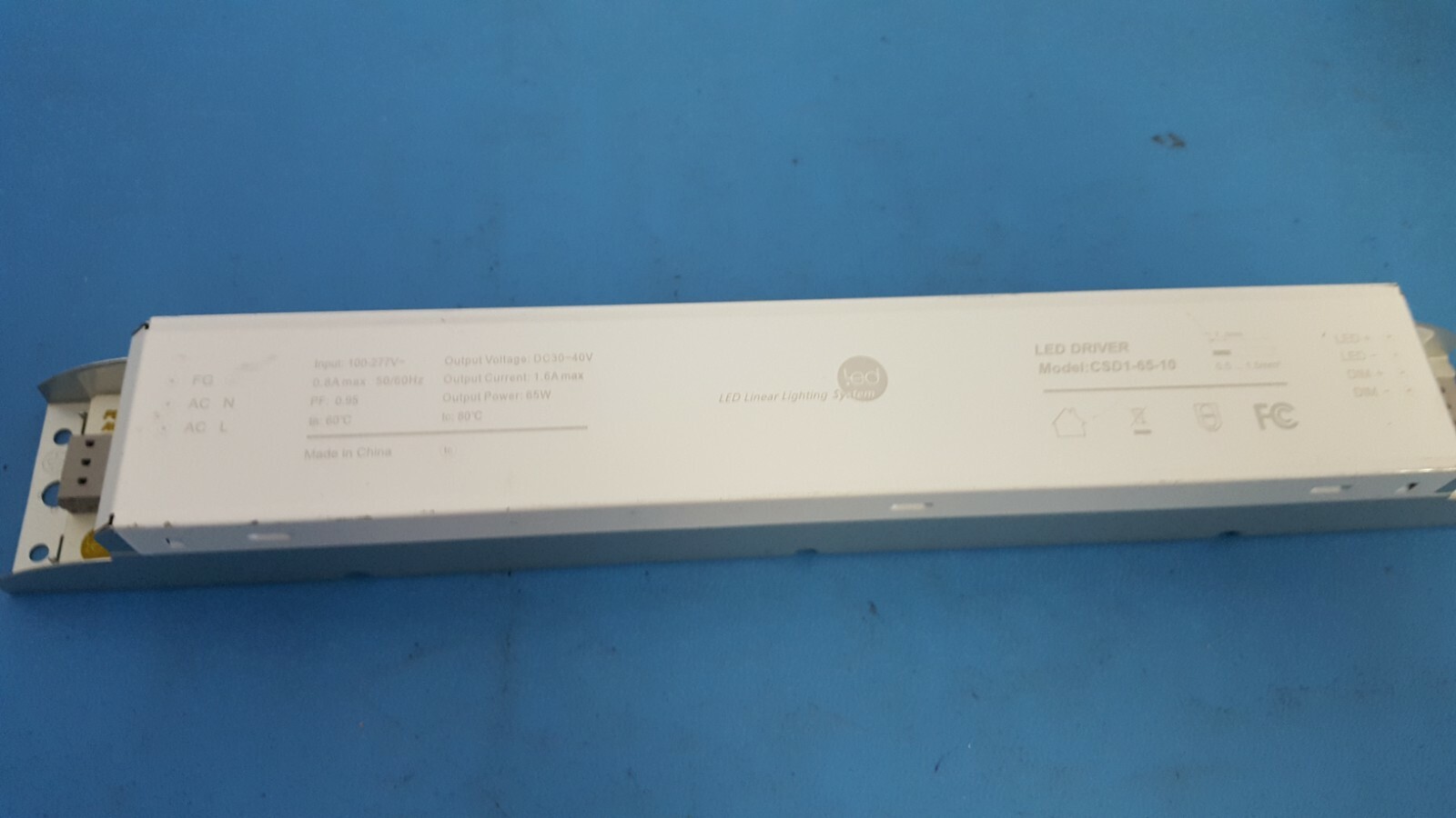 LED Driver 65W Dimmable 100-277VAC, 30-40VDC 1600mA, 1.6A, CSD1-65-10 ( ONE )