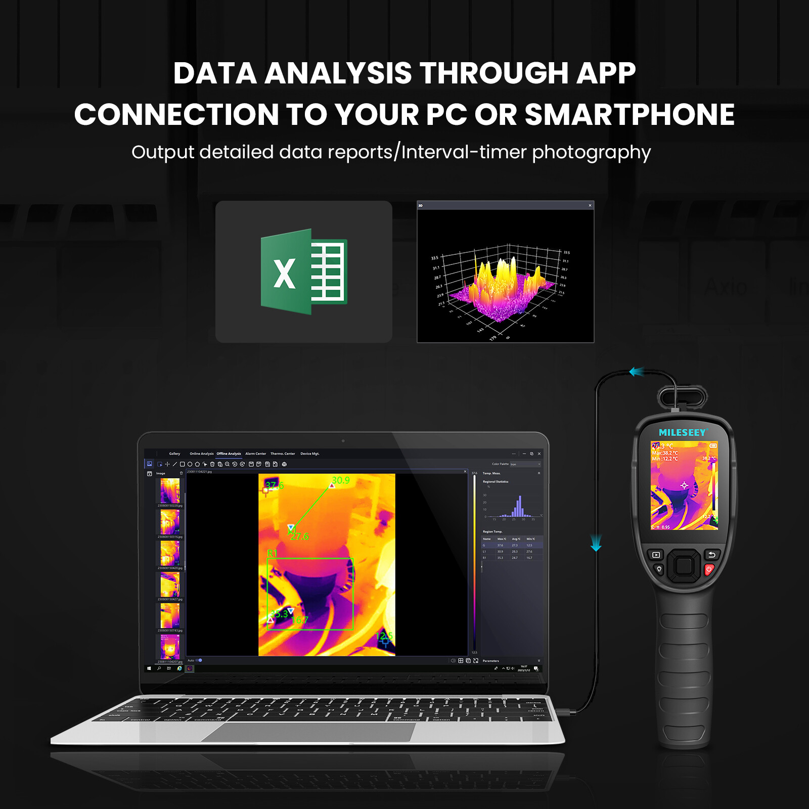 MiLESEEY Infrared Thermal Imager&Visible Light Camera IR Resolution -20°C ~550°C