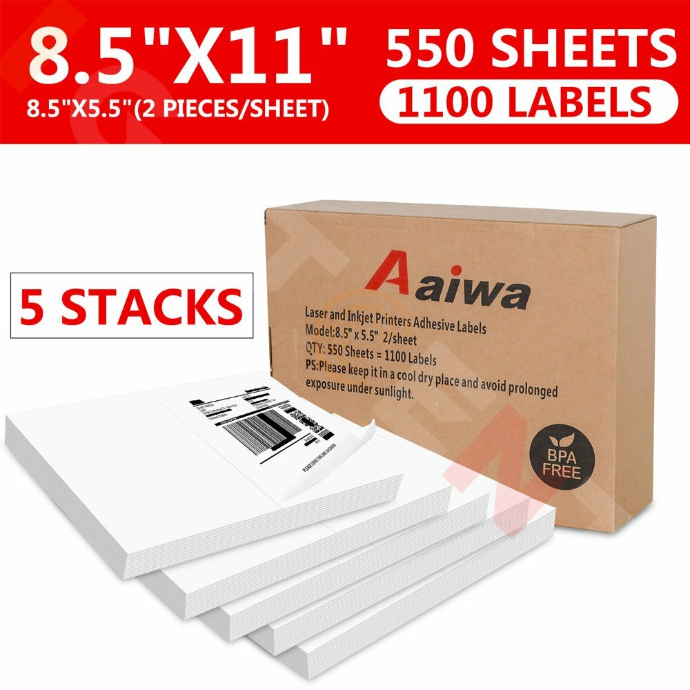 1100 LABELS Premium 8.5 X 5.5 HALF SHEET SHIPPING LABELS self adhesive