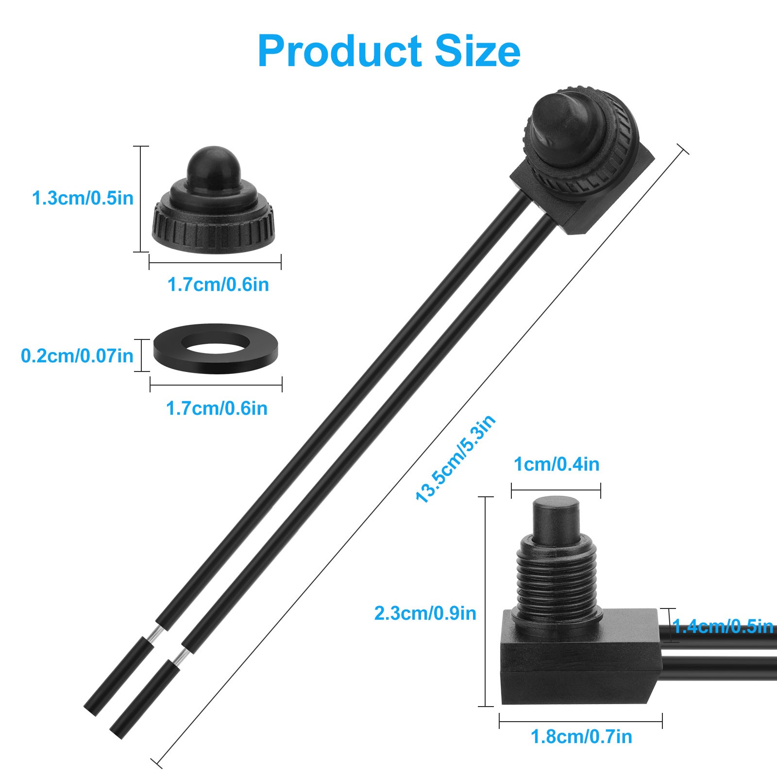 10Pcs 12V-48V Waterproof Push Button On-Off Switch 4.5″ Leads For Motorcycle Car