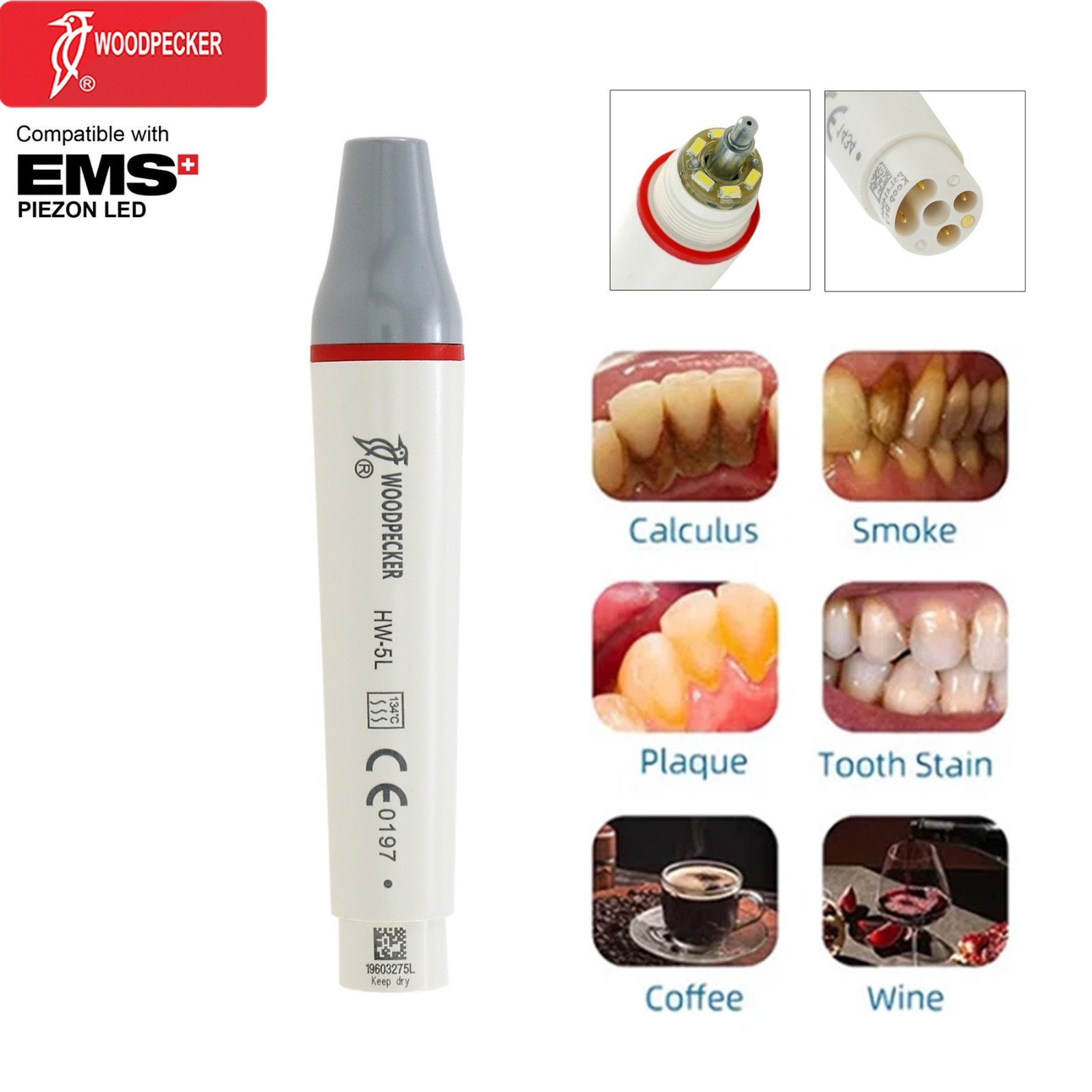 US Woodpecker Dental Ultrasonic Piezo Scaler Built in UDS-N2/3 LED Handpiece EMS