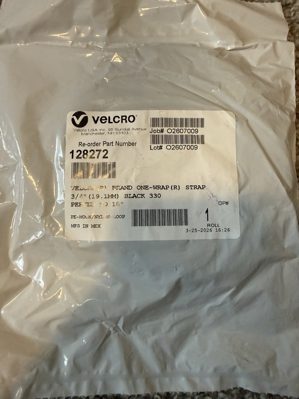 Velcro Brand One-Wrap Strap 3/4″ x 18″ Hook & Loop Cable Ties Black 25 Roll NEW
