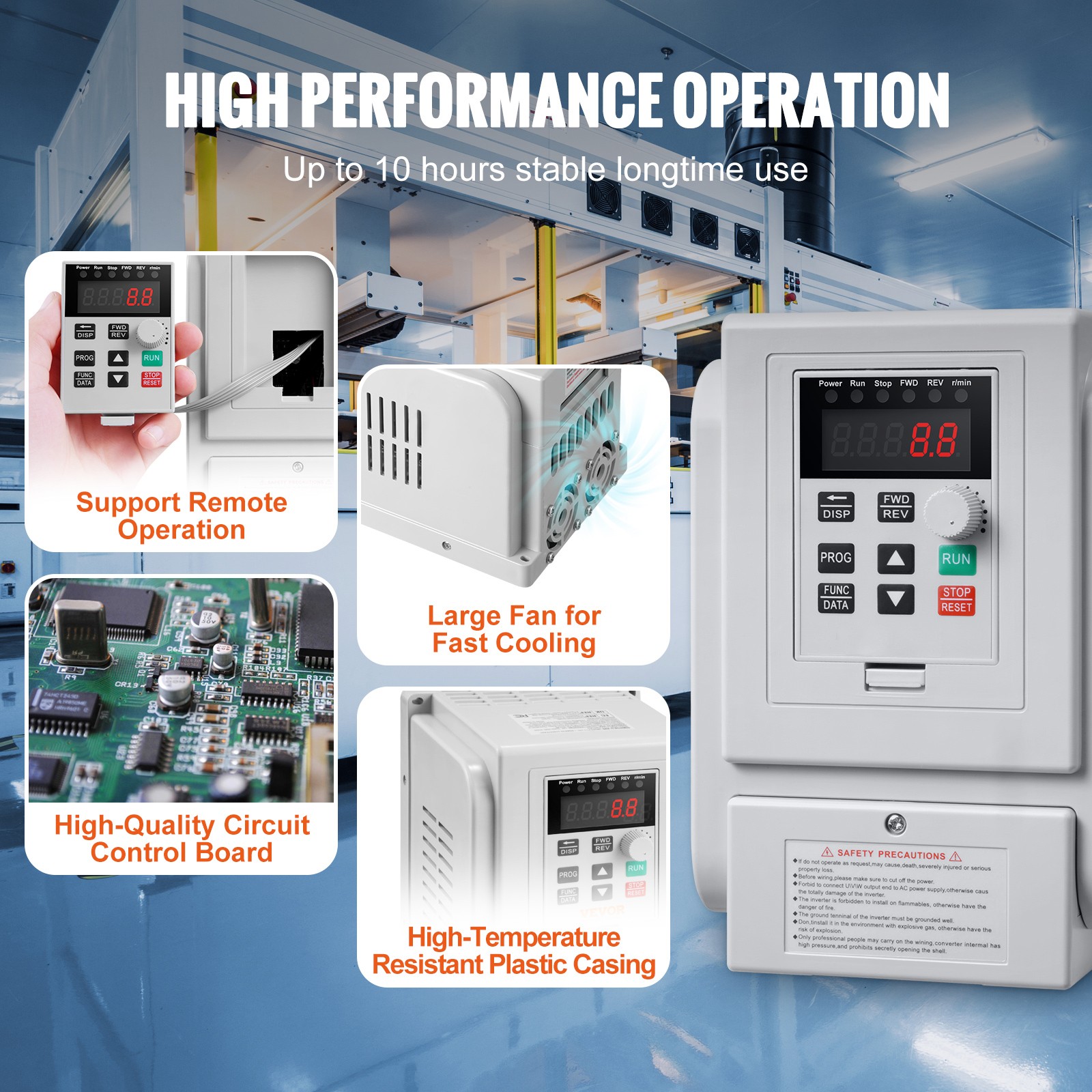 Uimoso 2.2KW 10A 3HP Variable Frequency Drive for 3-Phase Motor Control