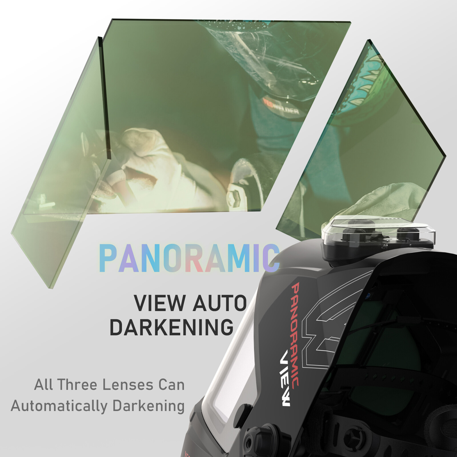 Auto Darkening Welding Helmet, Large Viewing True Color 6 Arc Sensor Welder Mask