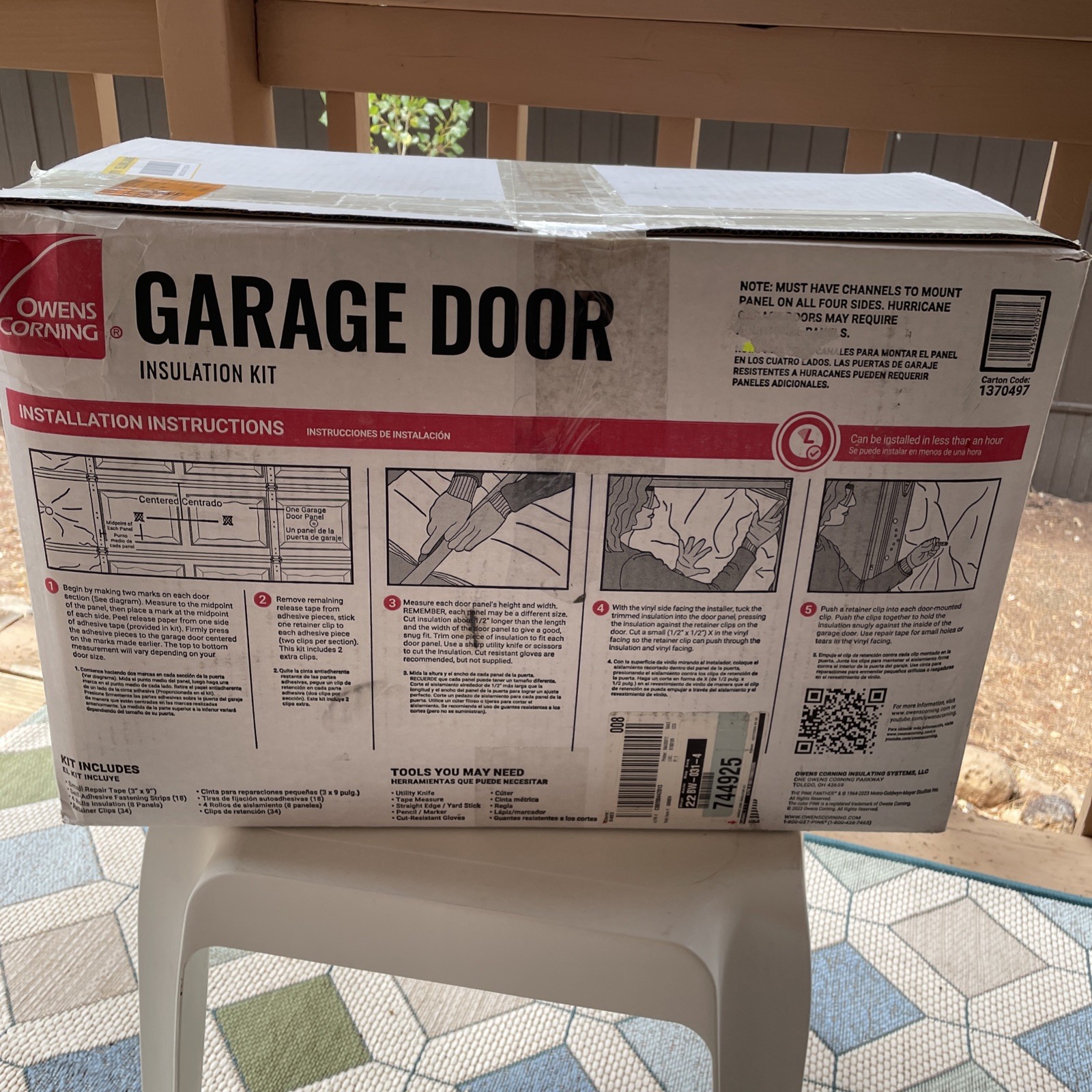 Owens Corning Garage Door Fiberglass Insulation Kit 22″ x 54″ Pre-Cut (8-Panels)