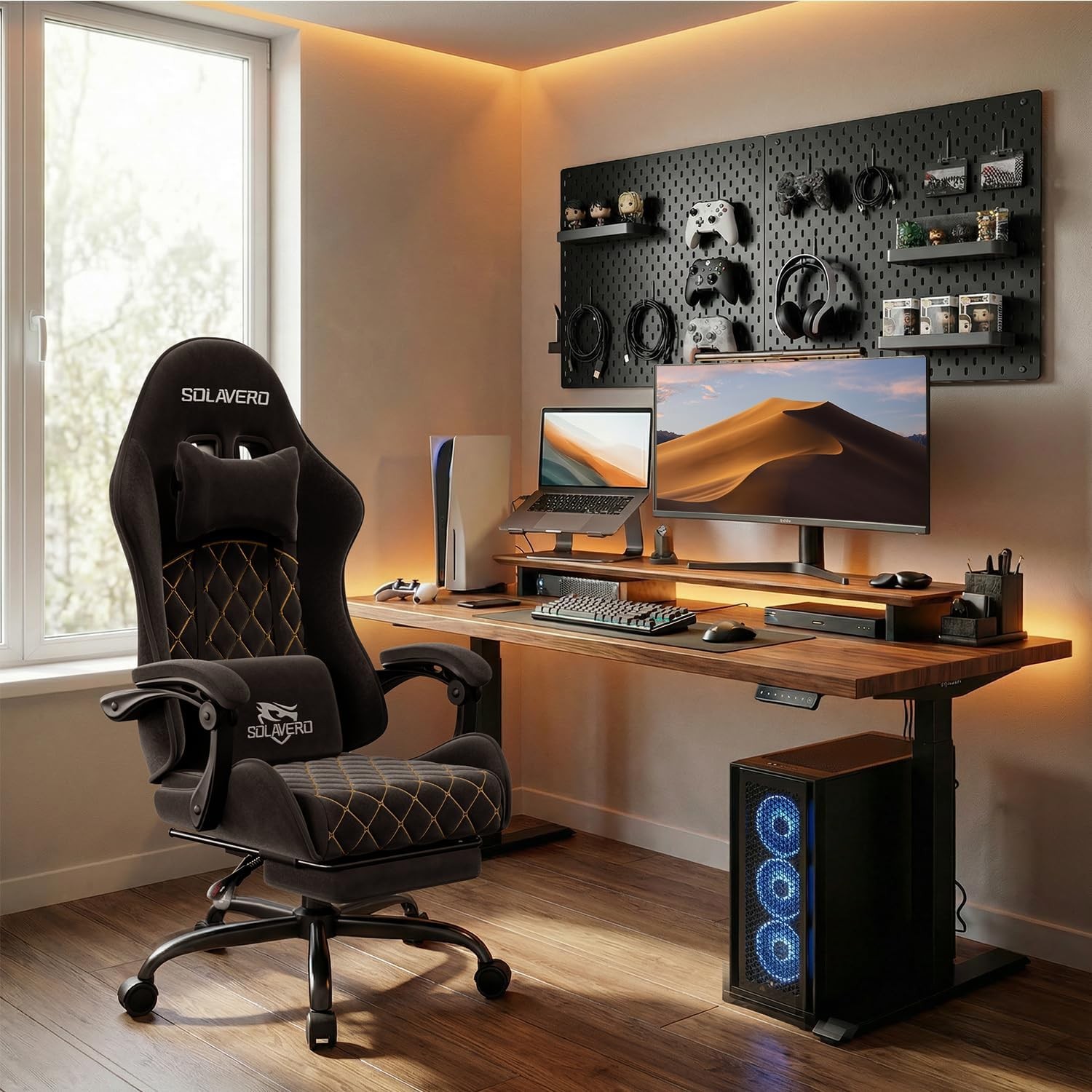 Ergonomic Gaming Chair with Footrest & Lumbar Massager, Gamer Computer Chairs