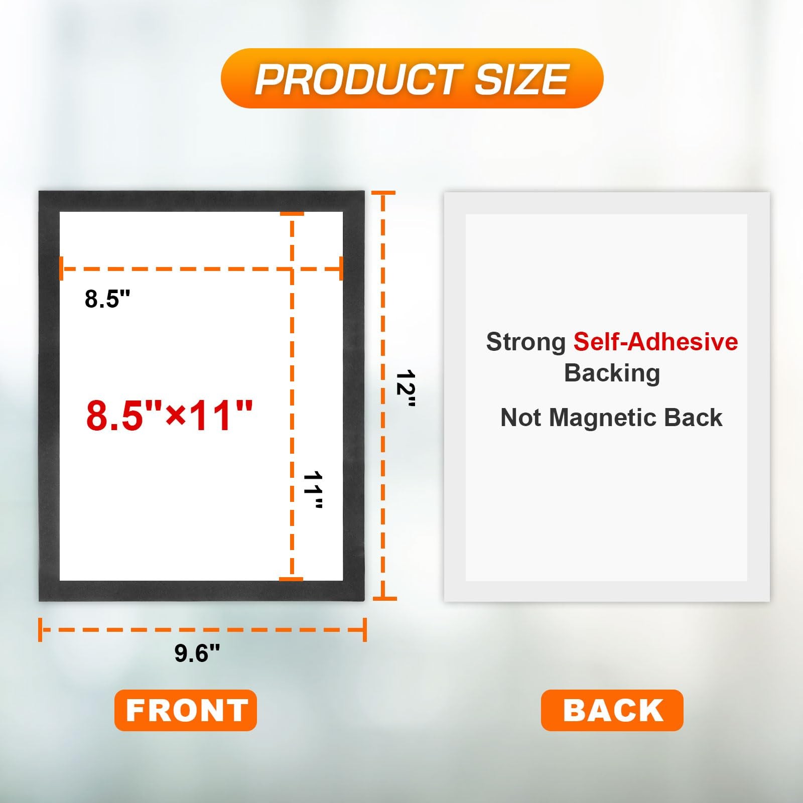 8.5 x 11 Magnetic Sign Holder 6 Pack, Self-Adhesive 8.5″x11″ 6Pack, Black