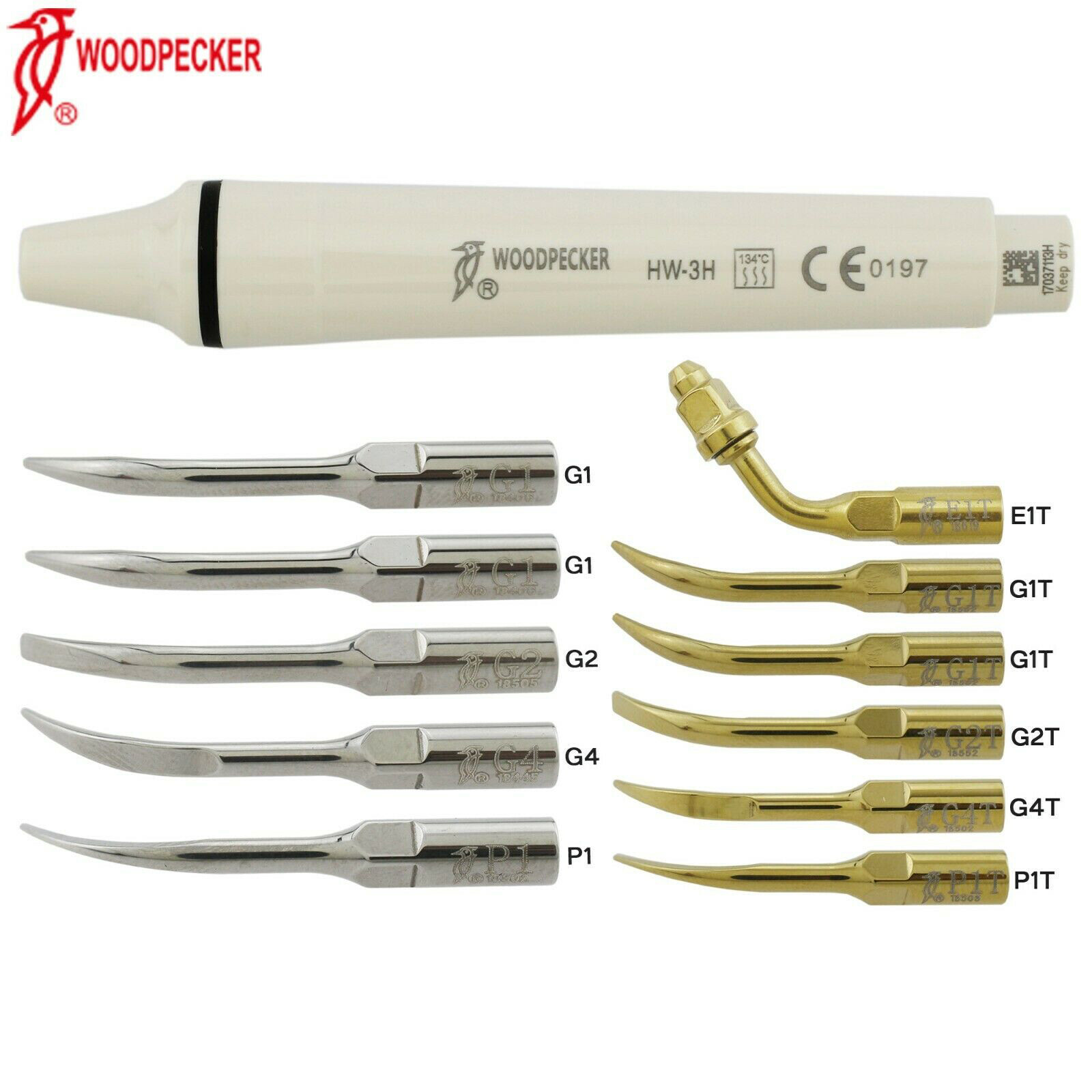 Woodpecker DTE Dental Ultrasonic Piezo Scaler Handpiece Tips HD-7L HW-5L HW-3H