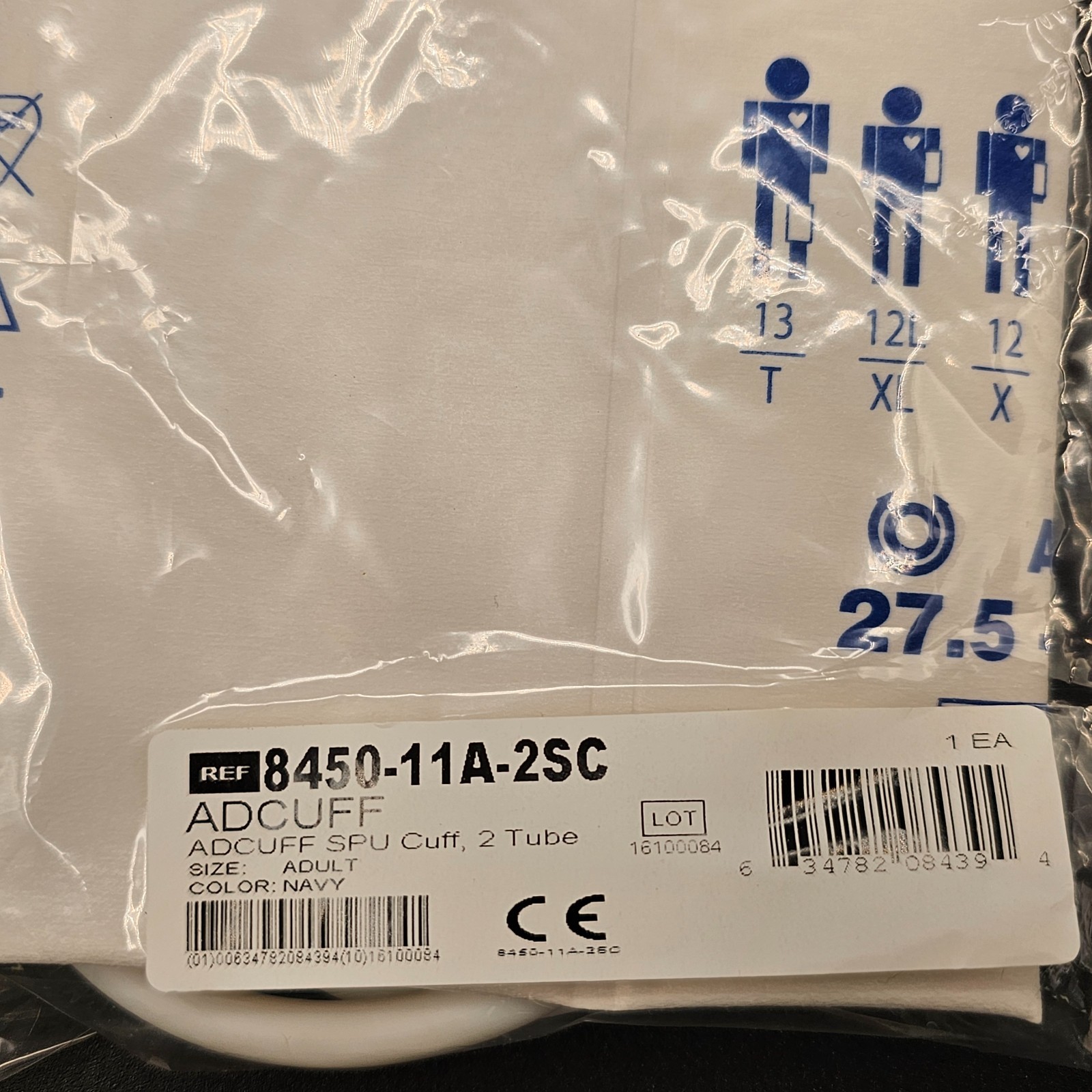 ADC ADCUFF SPU Adult Size 11 (27.5–36.5 cm) 2-Tube Navy – Lot of 5 – NEW Sealed