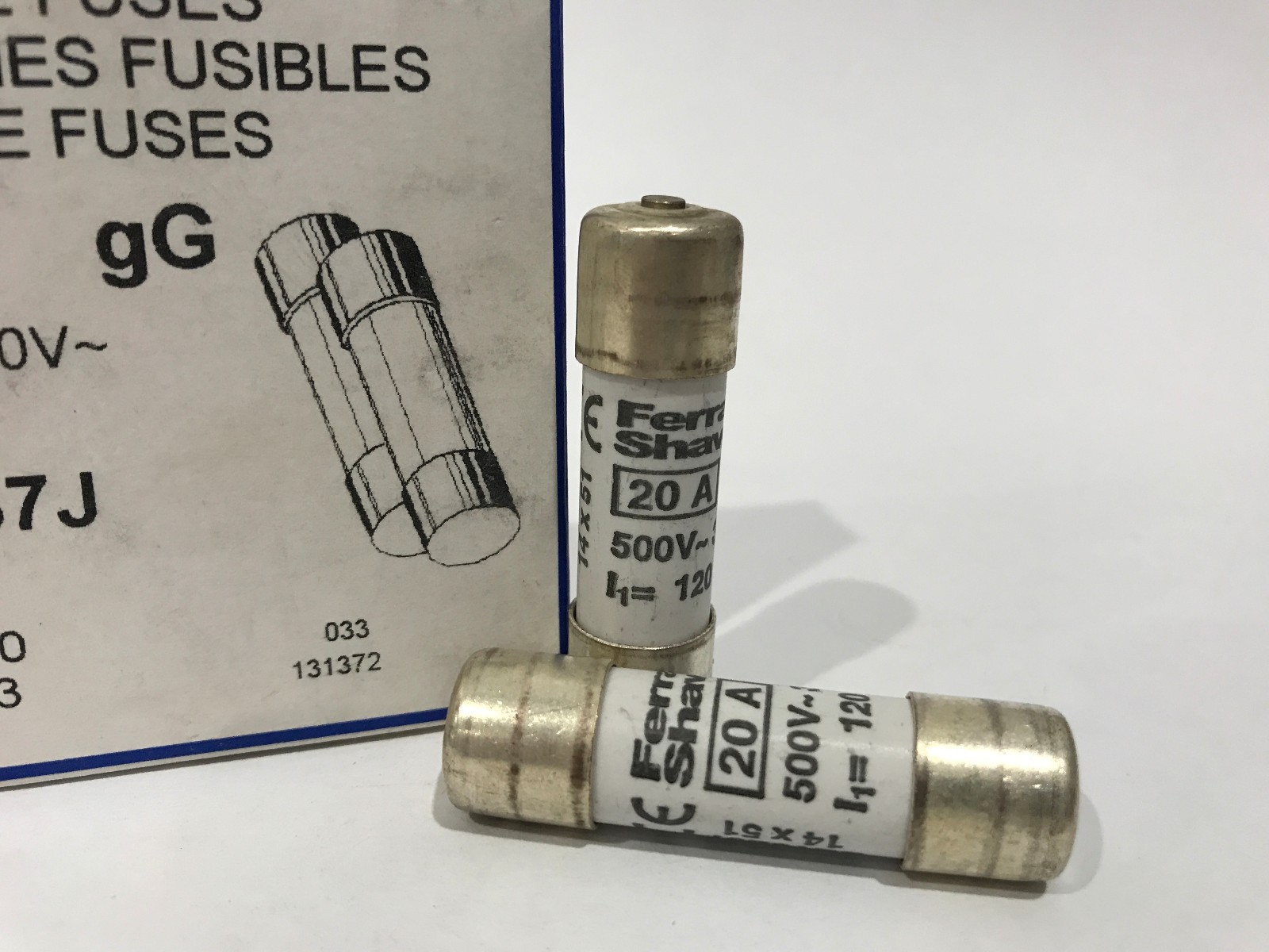 Ferraz Shawmut 14X51 20A 500V gG B219237J with striker, Box with 10 Fuses New!