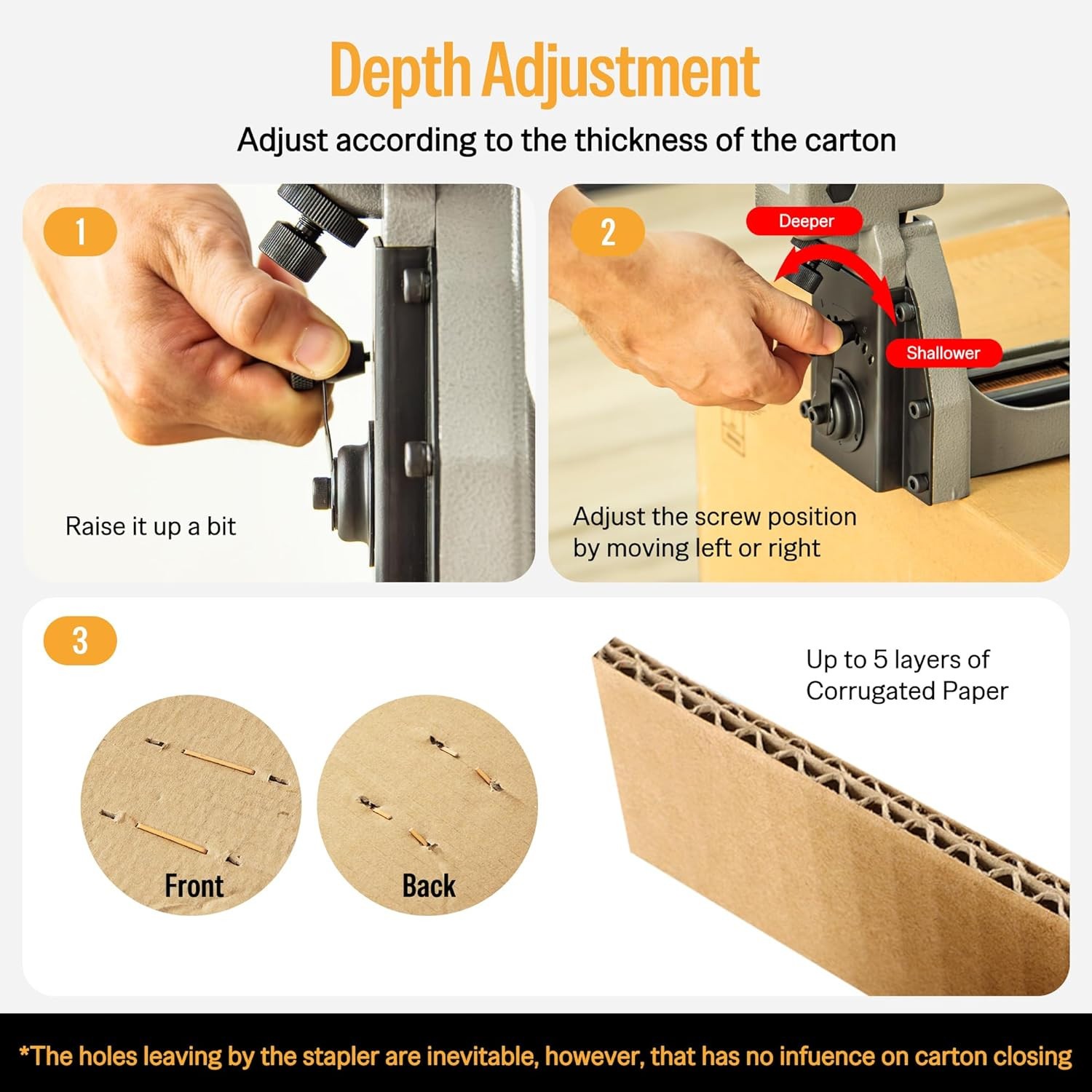 meite HB3518 16 Gauge 1-3/8 inch Crown Manual Carton Closing Stapler 3/4″ Length