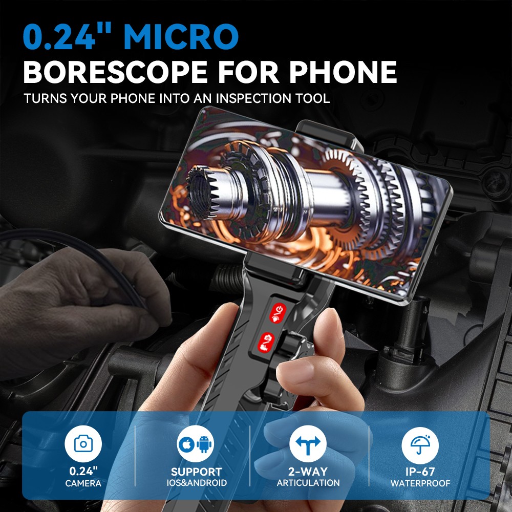 SALE! Endoscope 2-Way 360° Inspection Camera Articulating Borescope Semi Rigid