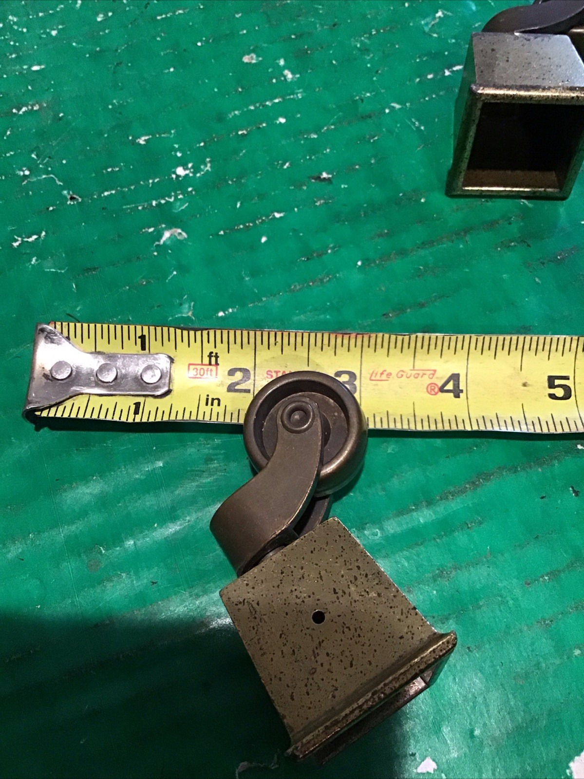 (2) Vintage Swivel Brass 1″ Square Tapered Cup Caster w/ 1″ Wheel Furniture