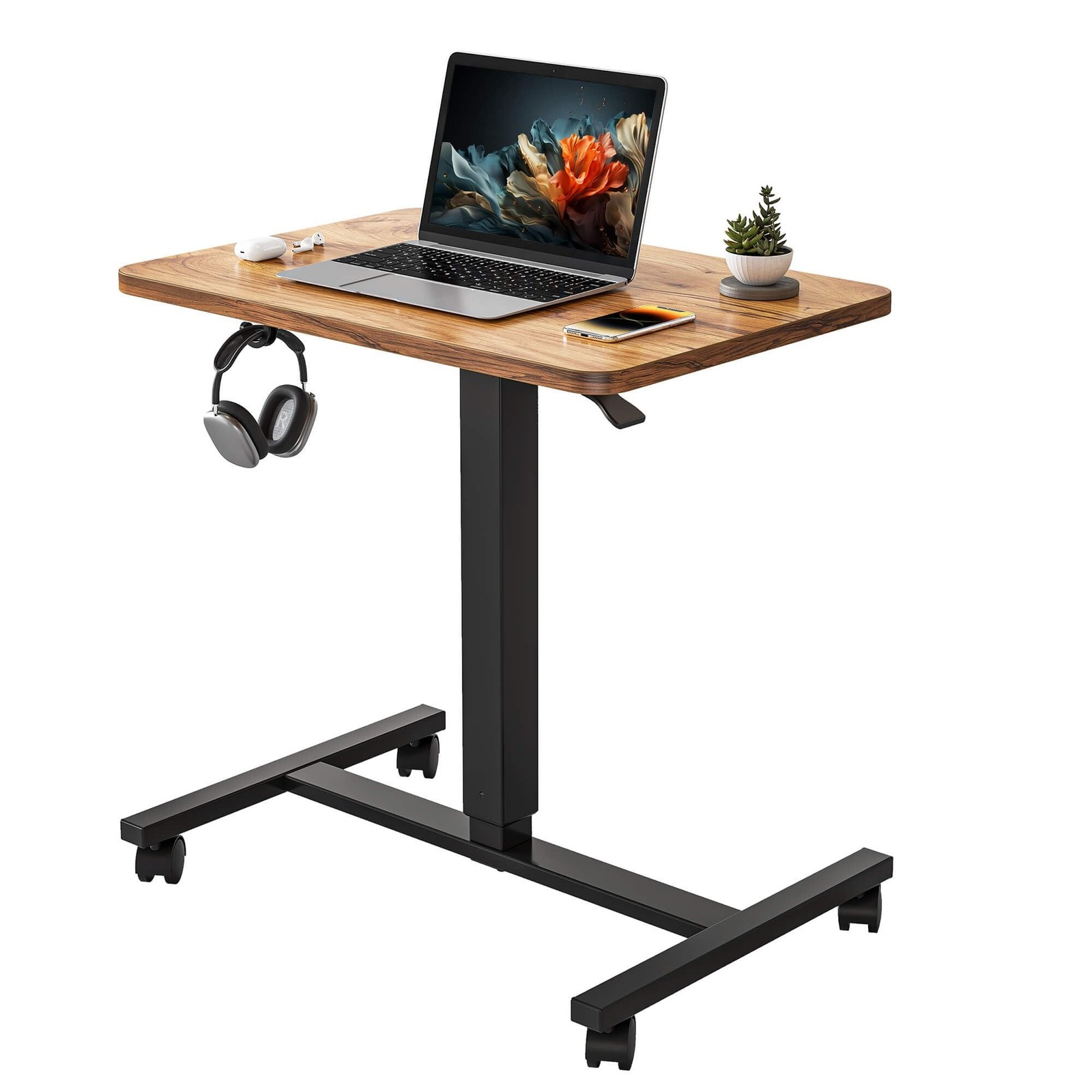 YIHAYO Mobile Small Standing Desk, 24 x 16 Inches Adjustable Height Portable …