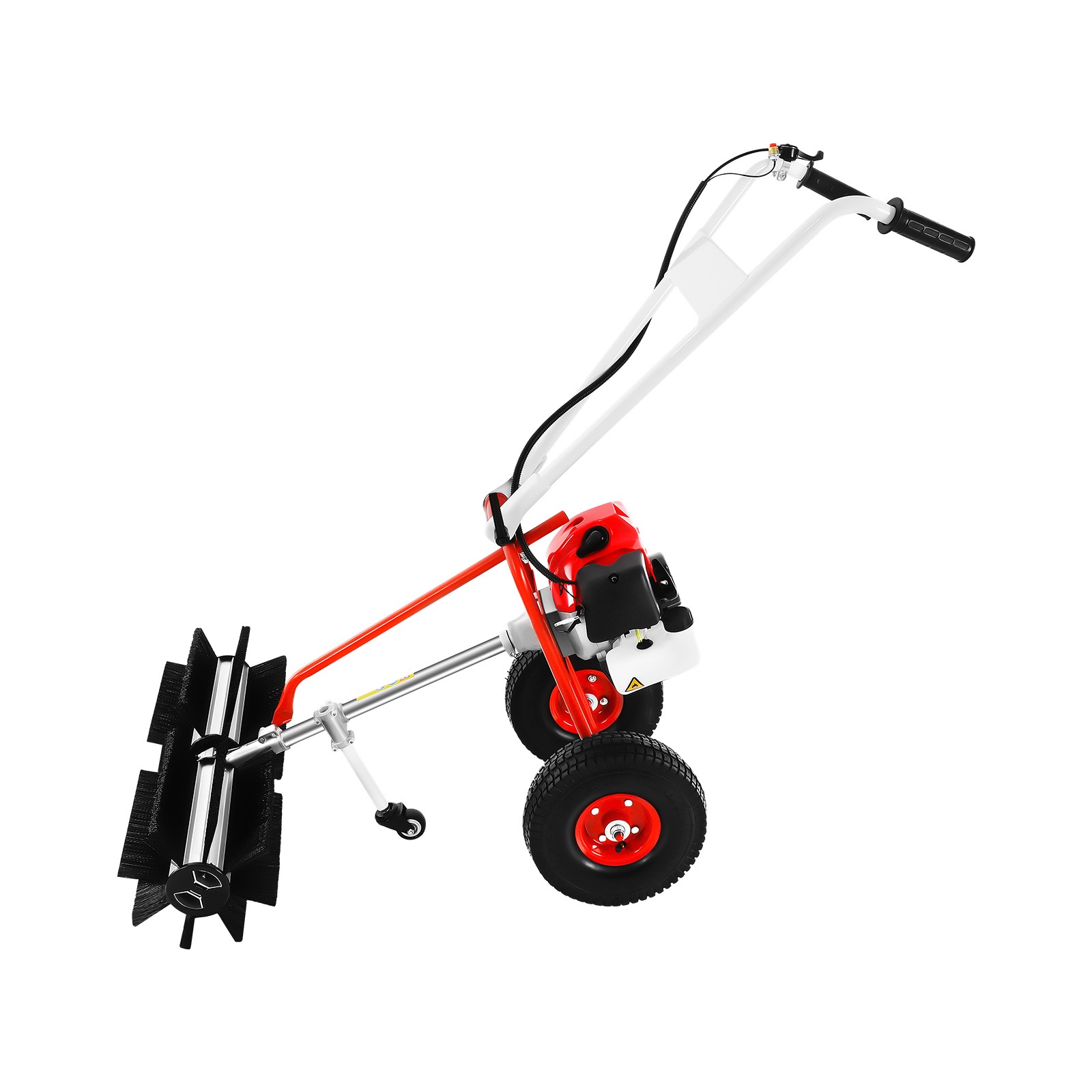 43CC 1.7HP Walk Behind Power Sweeper Broom 2-Stroke Gas Engine Sweeper Lawn Turf