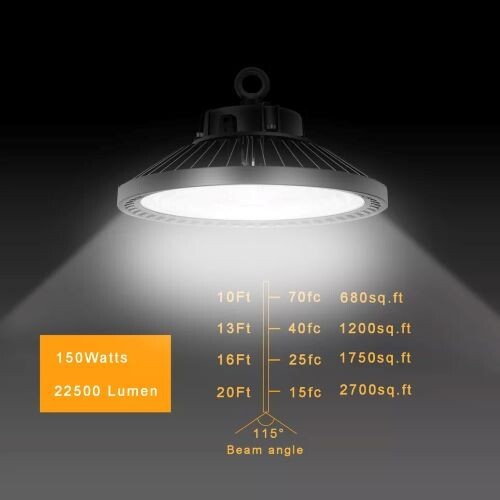 150W LED UFO High Bay Light Warehouse Commercial Industrial 5000K AC 100-277V