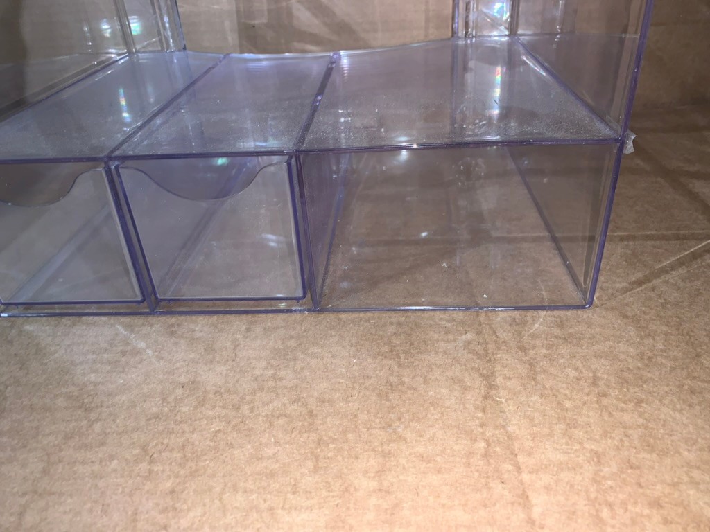Acrylic Four-Way Organizer w/ 2 Drawers, Plastic, 13 1/4 x 13 1/4 x 10, Clear