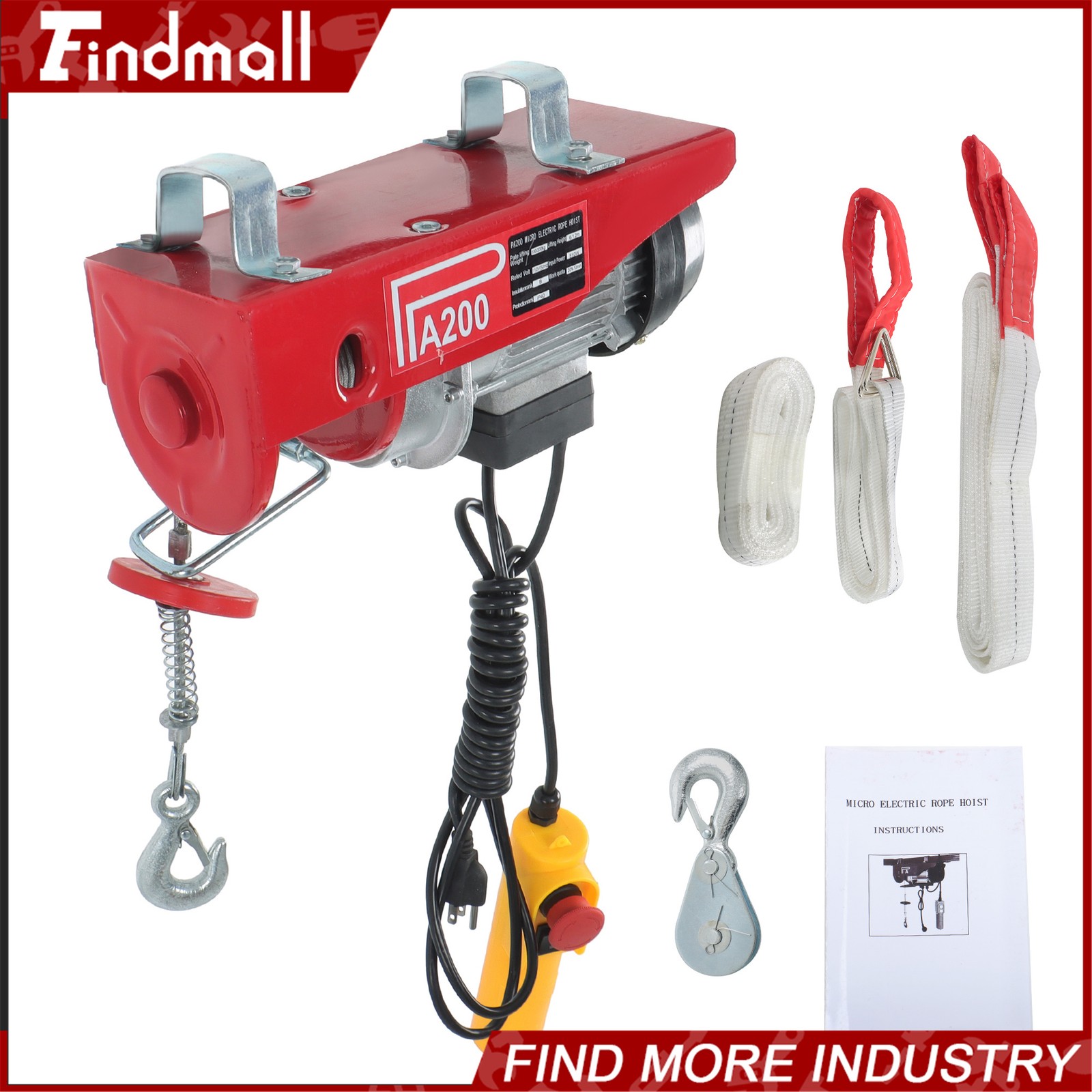 Findmall 440 Lbs Mini Electric Hoist 110V 6.6 FT/2 m Wired Remote Control