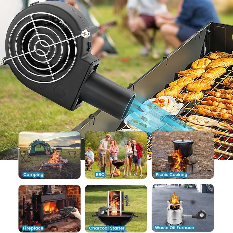 Adjustable Blower Fan For BBQ Heater Blower Air Blower Camping Cooking Portable