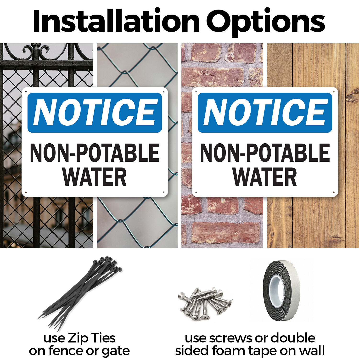 (2 Pack) OSHA Notice Decal – Non-Potable Water OSHA Notice Sign Decal Metal