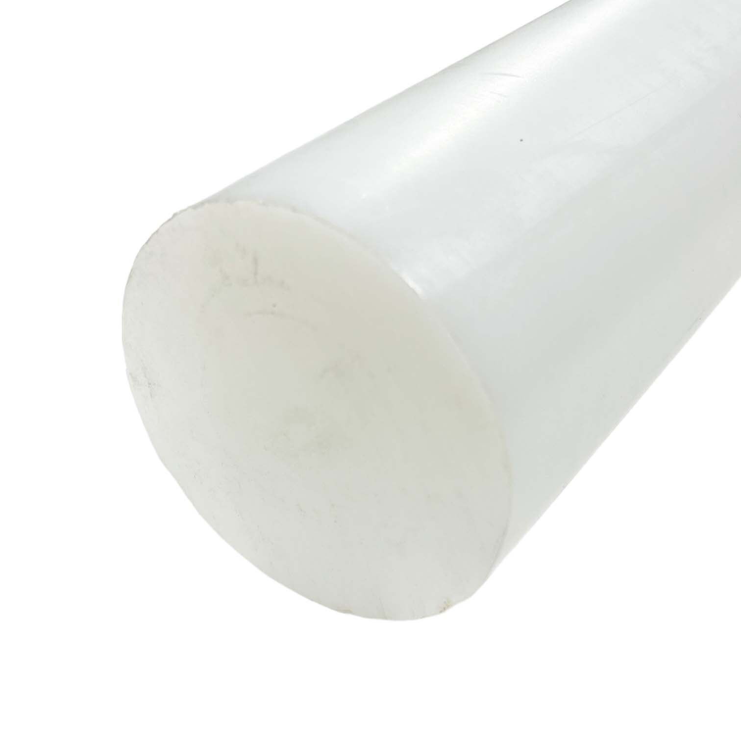 5.000 (5 inch) x 24 inches, UHMW Plastic Round Rod, White